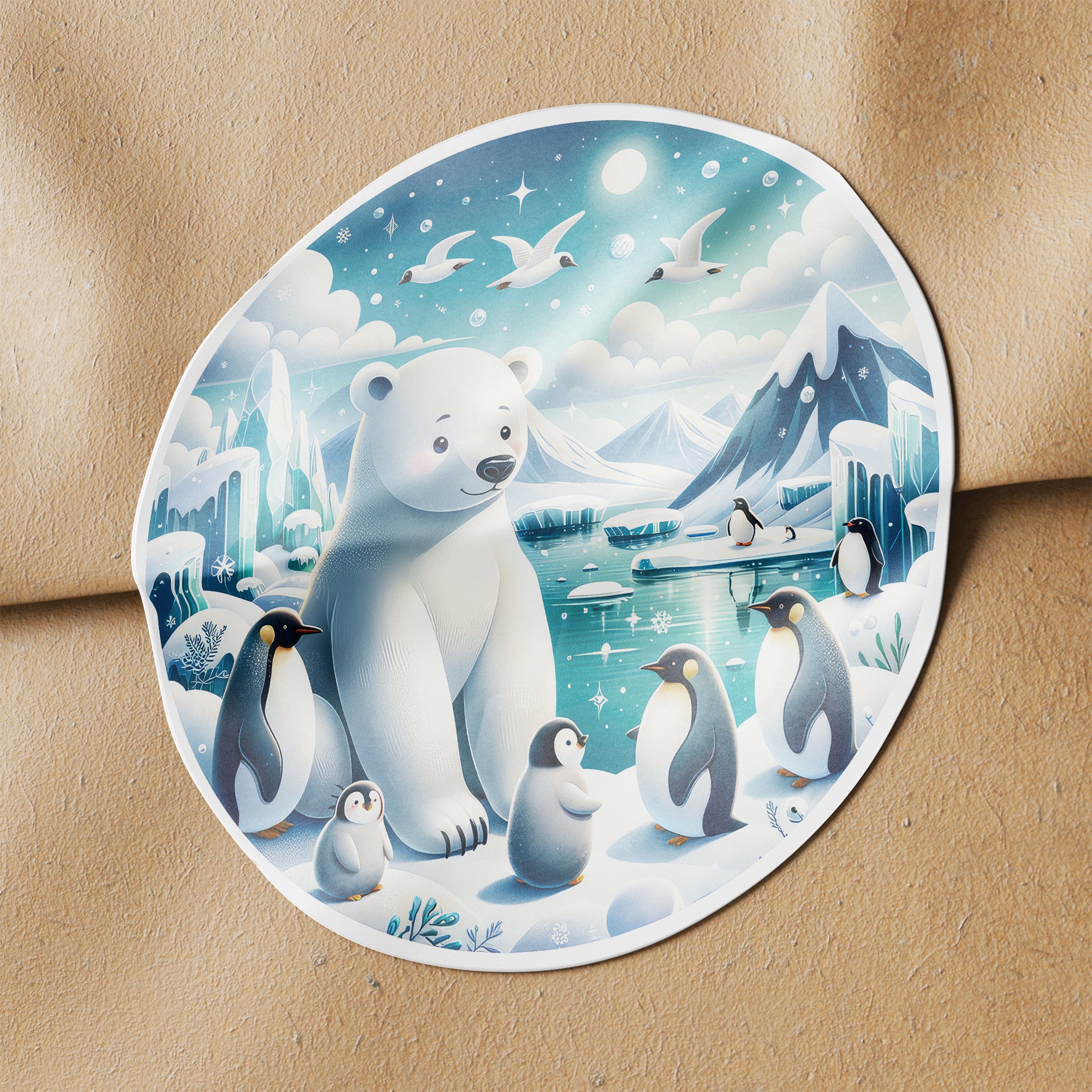 Winter Animals 1 Circle Stickers