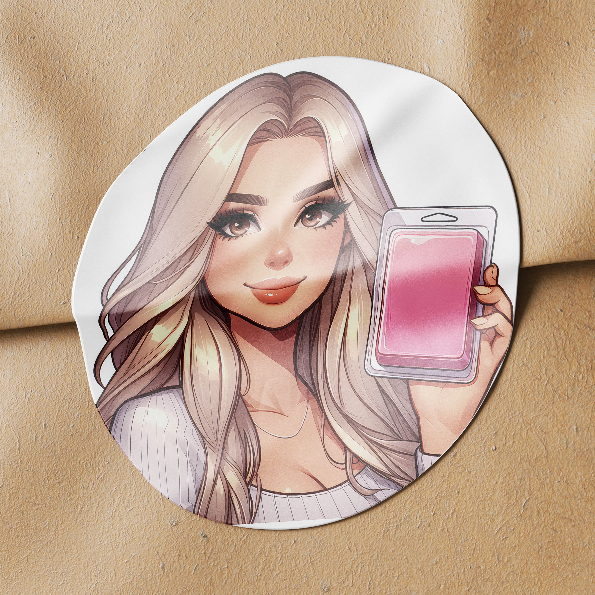 Blonde Hair Woman Wax Melt Avatar 1 Circle Stickers