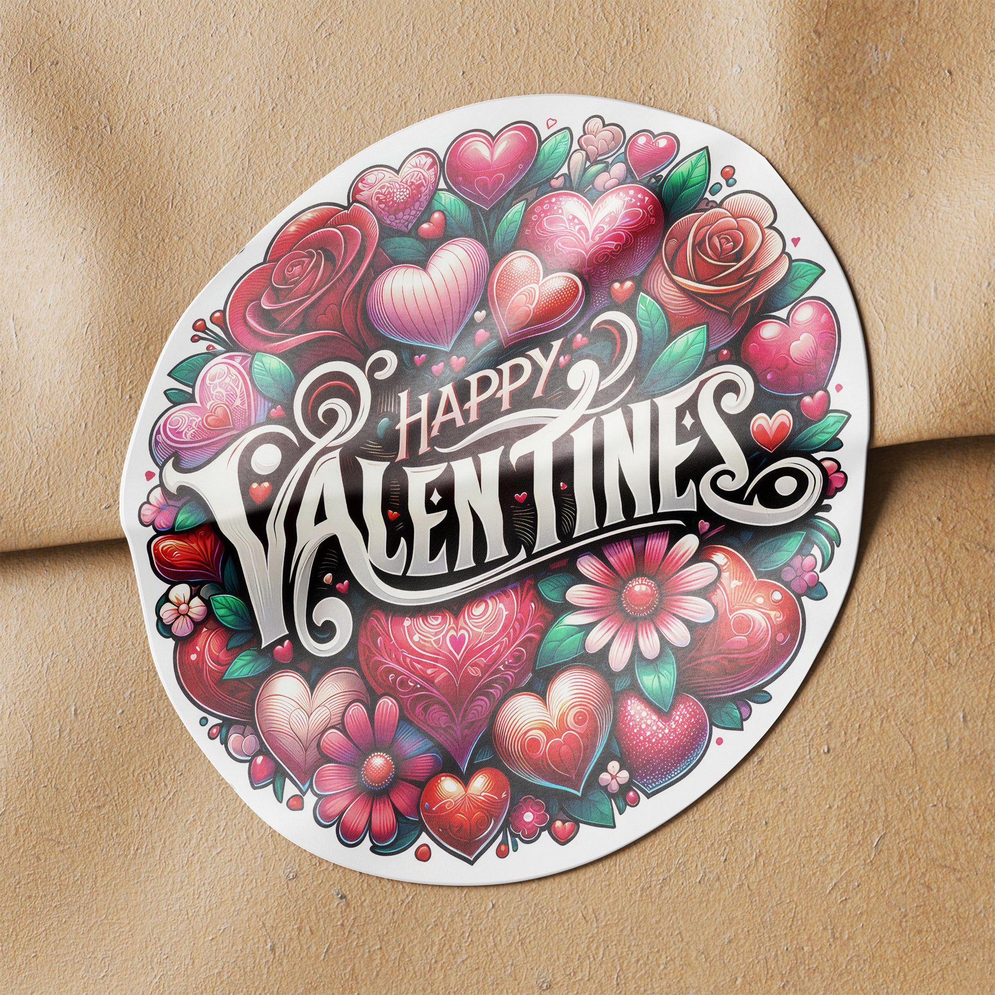 Happy Valentines 1 Circle Stickers