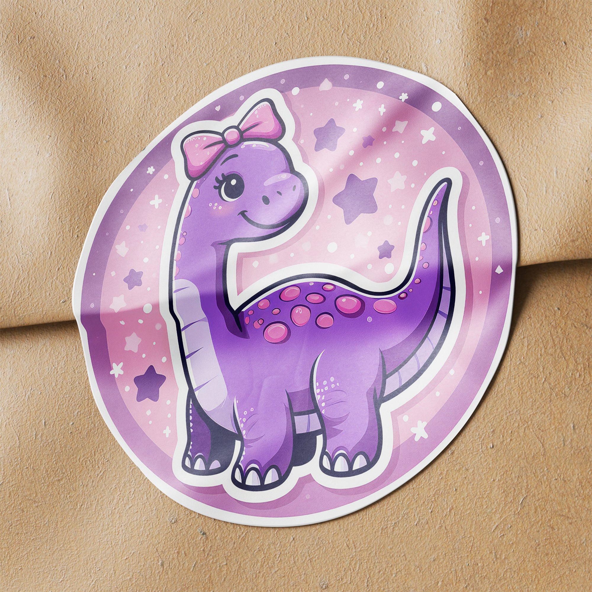 Purple Dinosaur 2 Circle Stickers