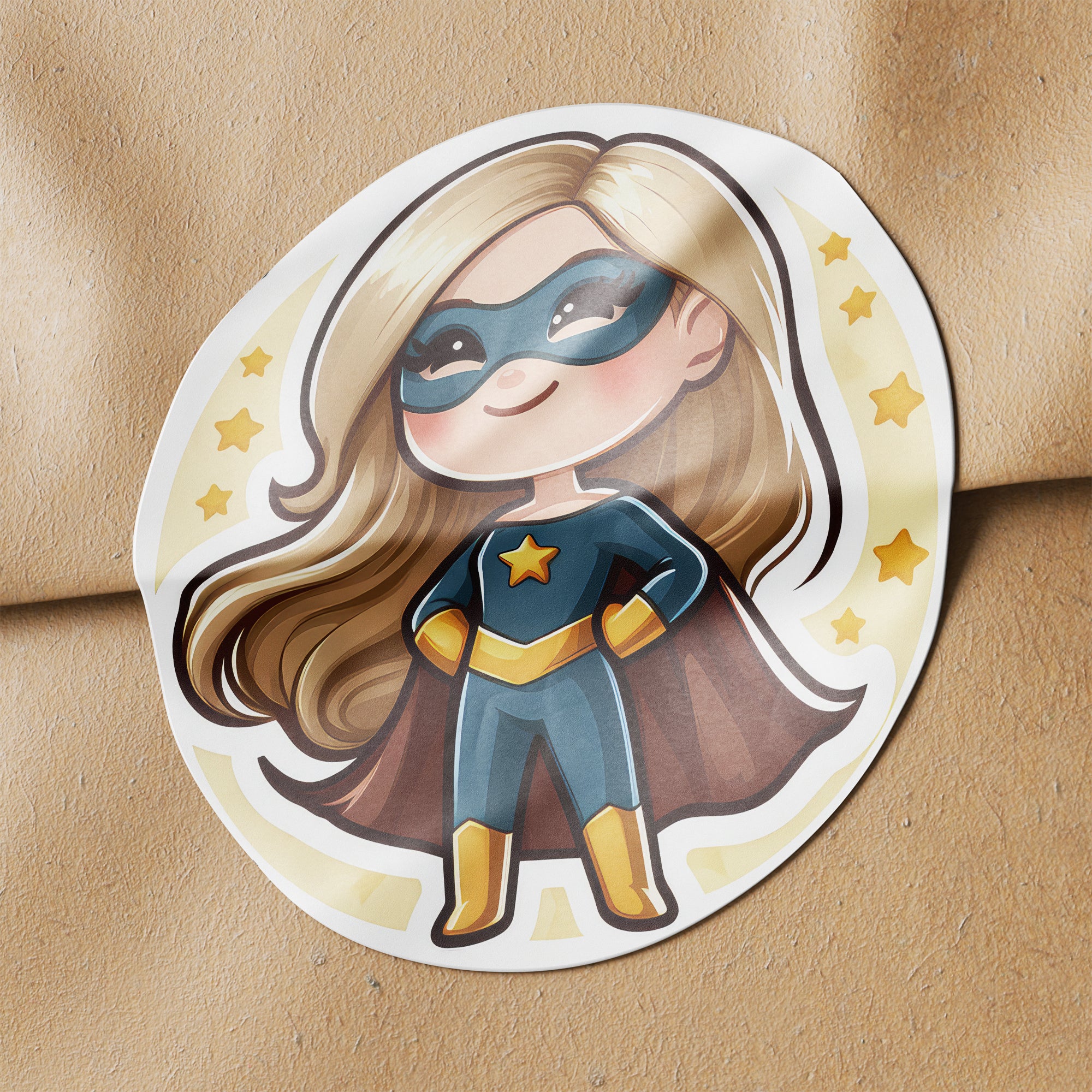 Girl Superhero 1 Circle Stickers