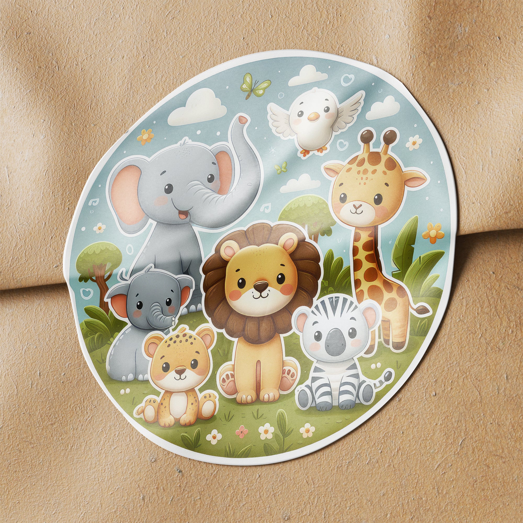 Safari Animals 1 Circle Stickers