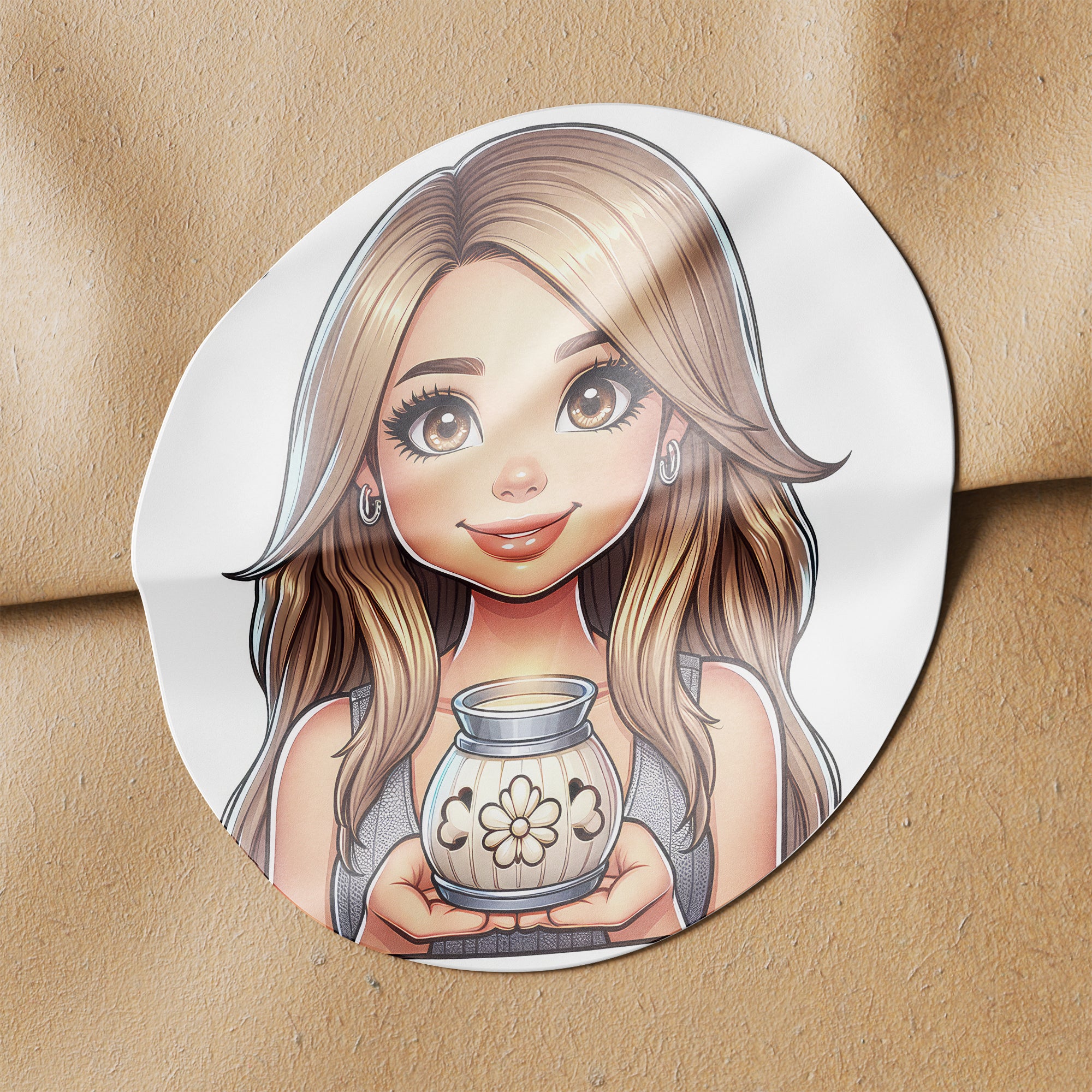 Blonde Woman Wax Melt 1 Circle Stickers