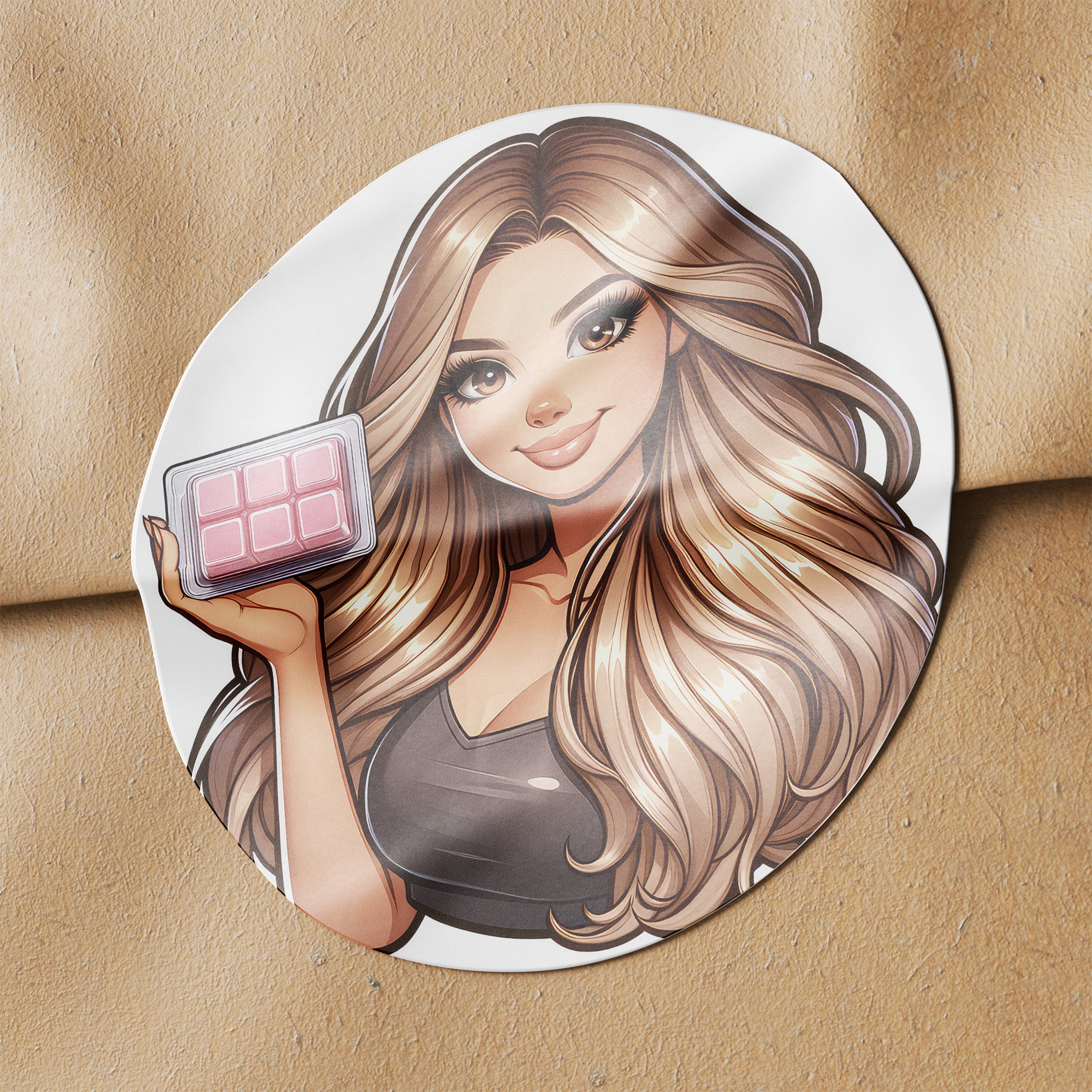 Mousy Hair Woman Wax Melt Avatar 3 Circle Stickers