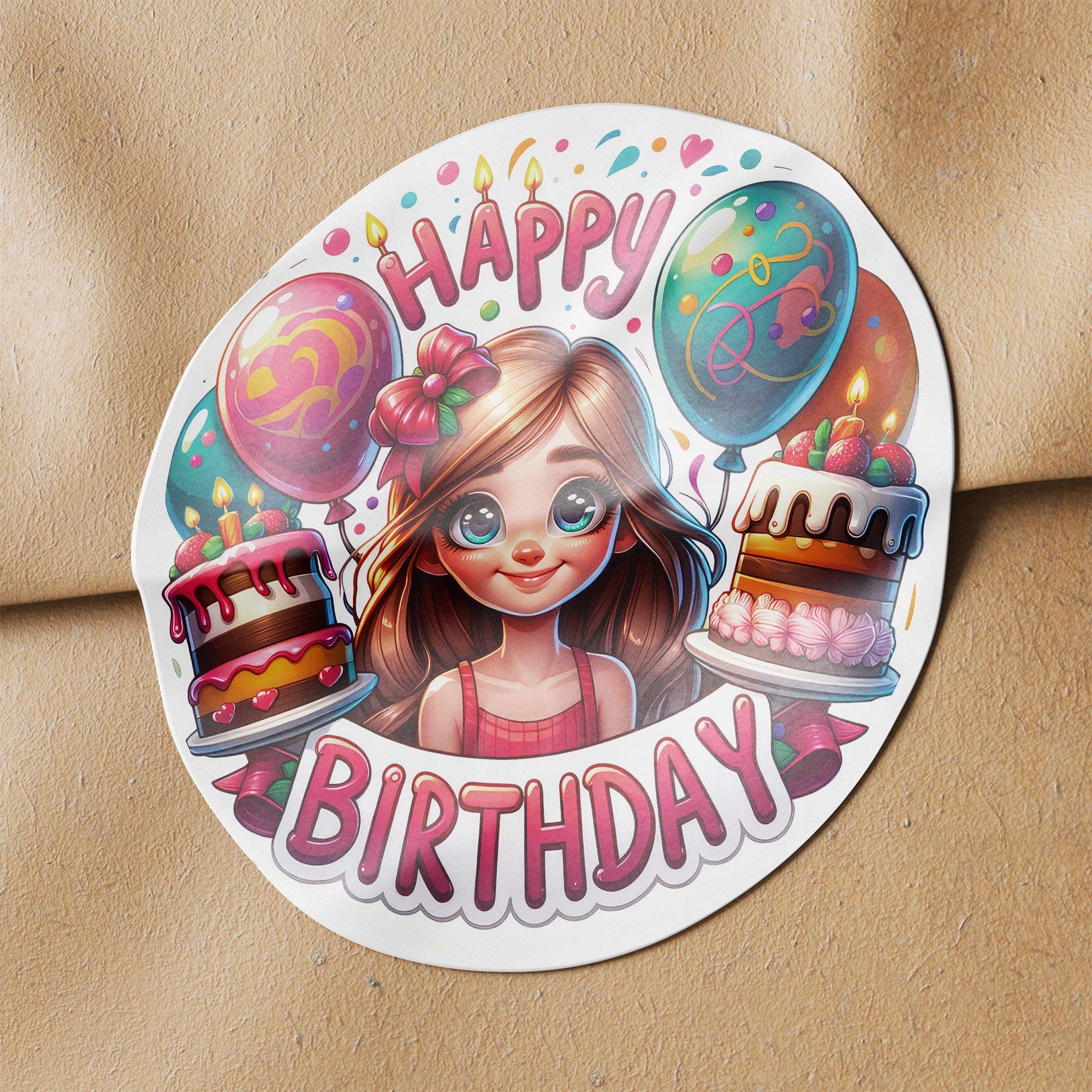 Happy Birthday 6 Circle Stickers