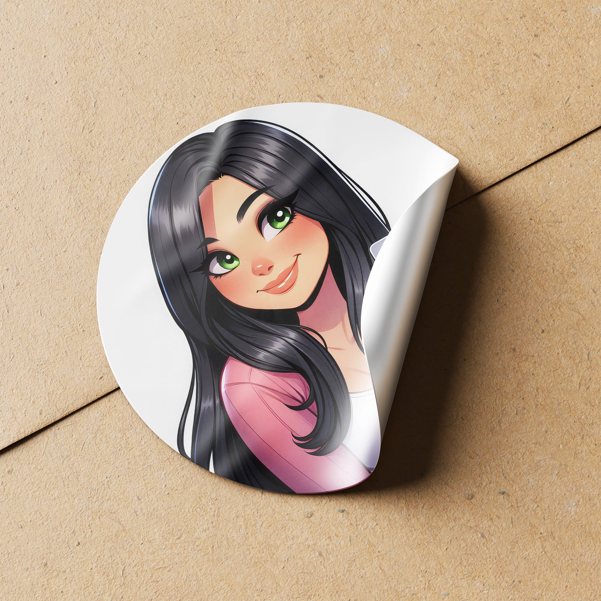 Black Hair Woman Wax Melt Avatar 4 Circle Stickers