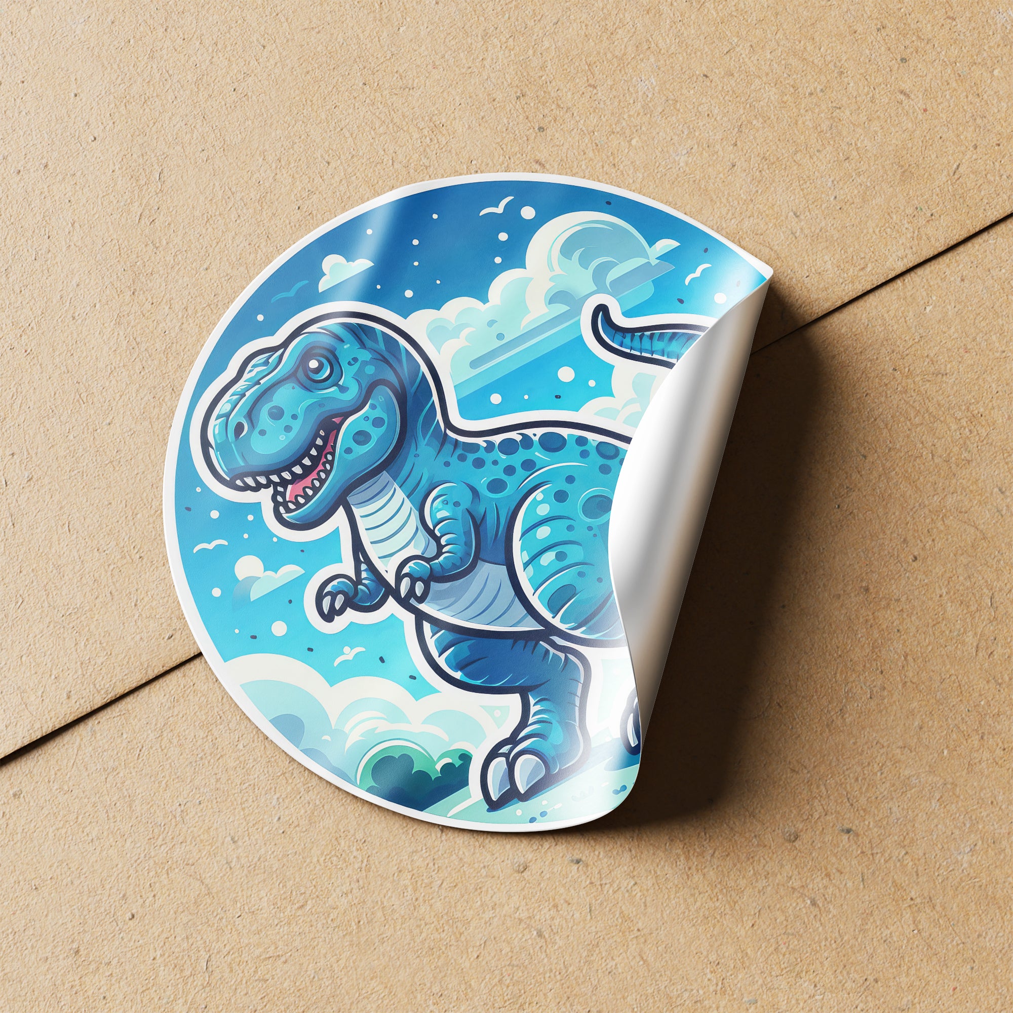 Blue Dinosaur 4 Circle Stickers