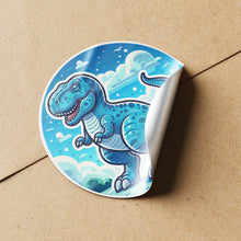 Load image into Gallery viewer, Blue Dinosaur 4 Circle Stickers
