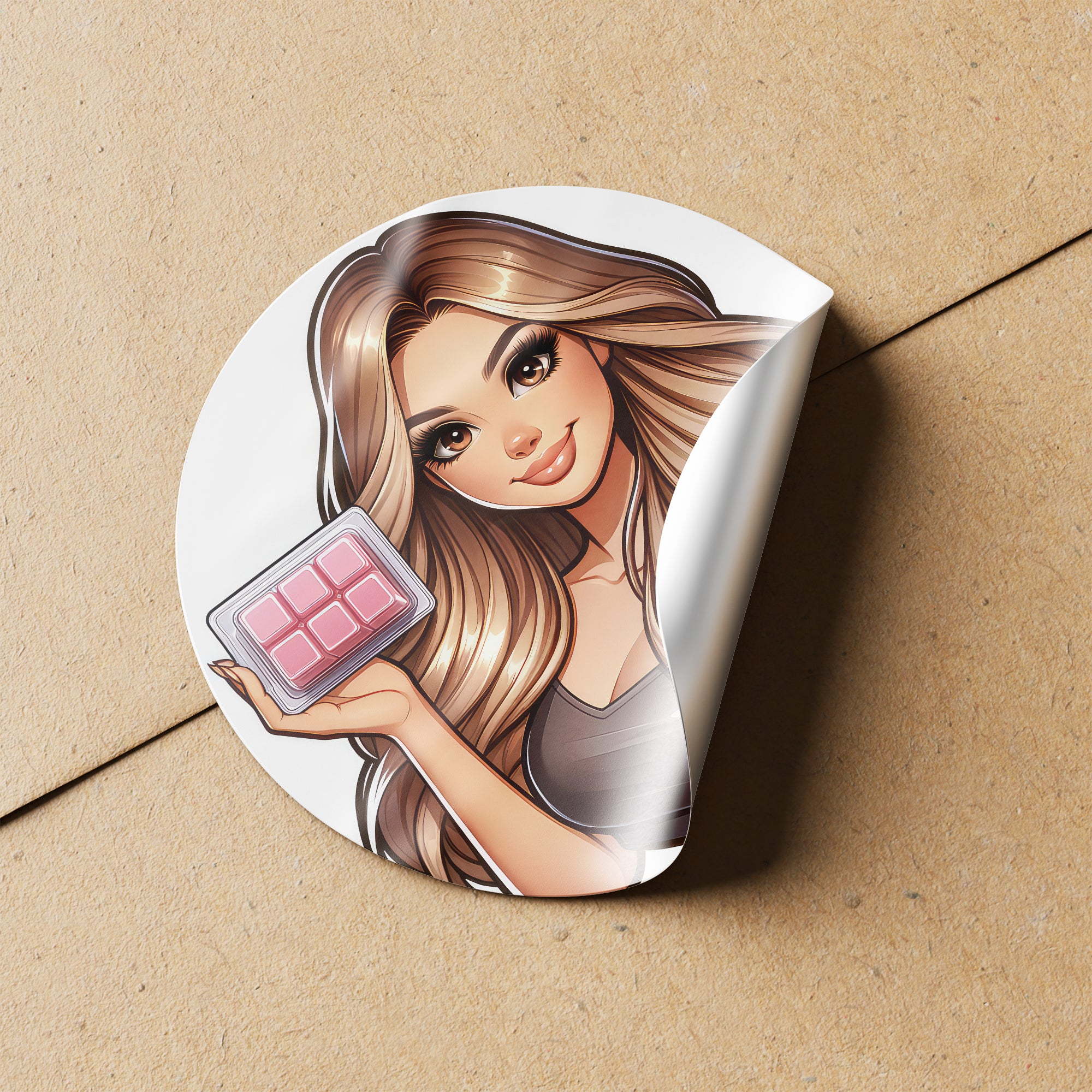 Mousy Hair Woman Wax Melt Avatar 3 Circle Stickers