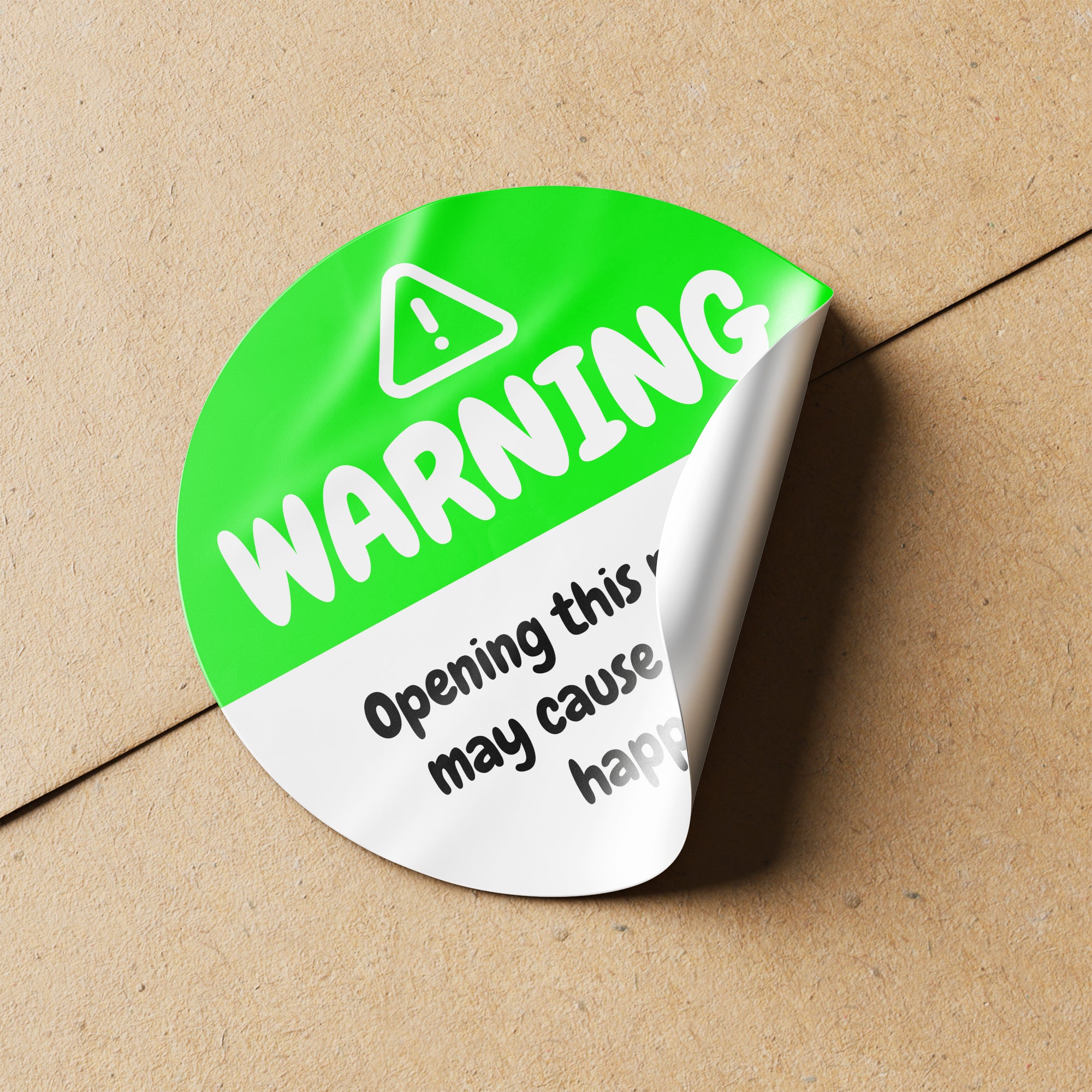 Green Warning Happiness Circle Stickers