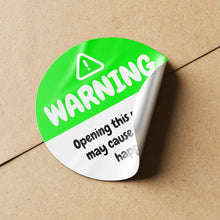 Load image into Gallery viewer, Green Warning Happiness Circle Stickers
