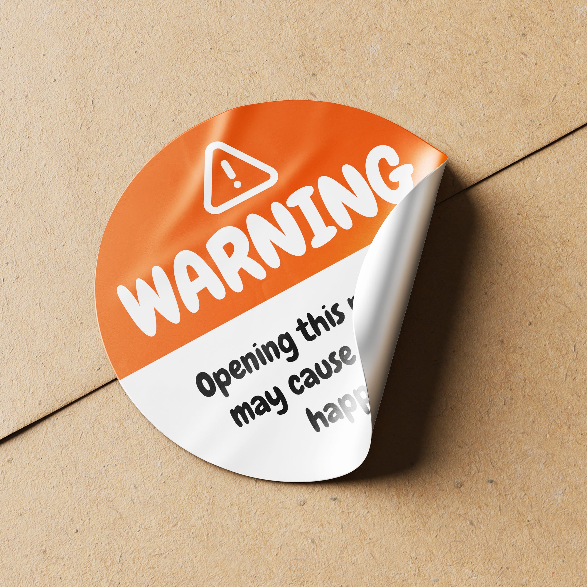 Orange Warning Happiness Circle Stickers