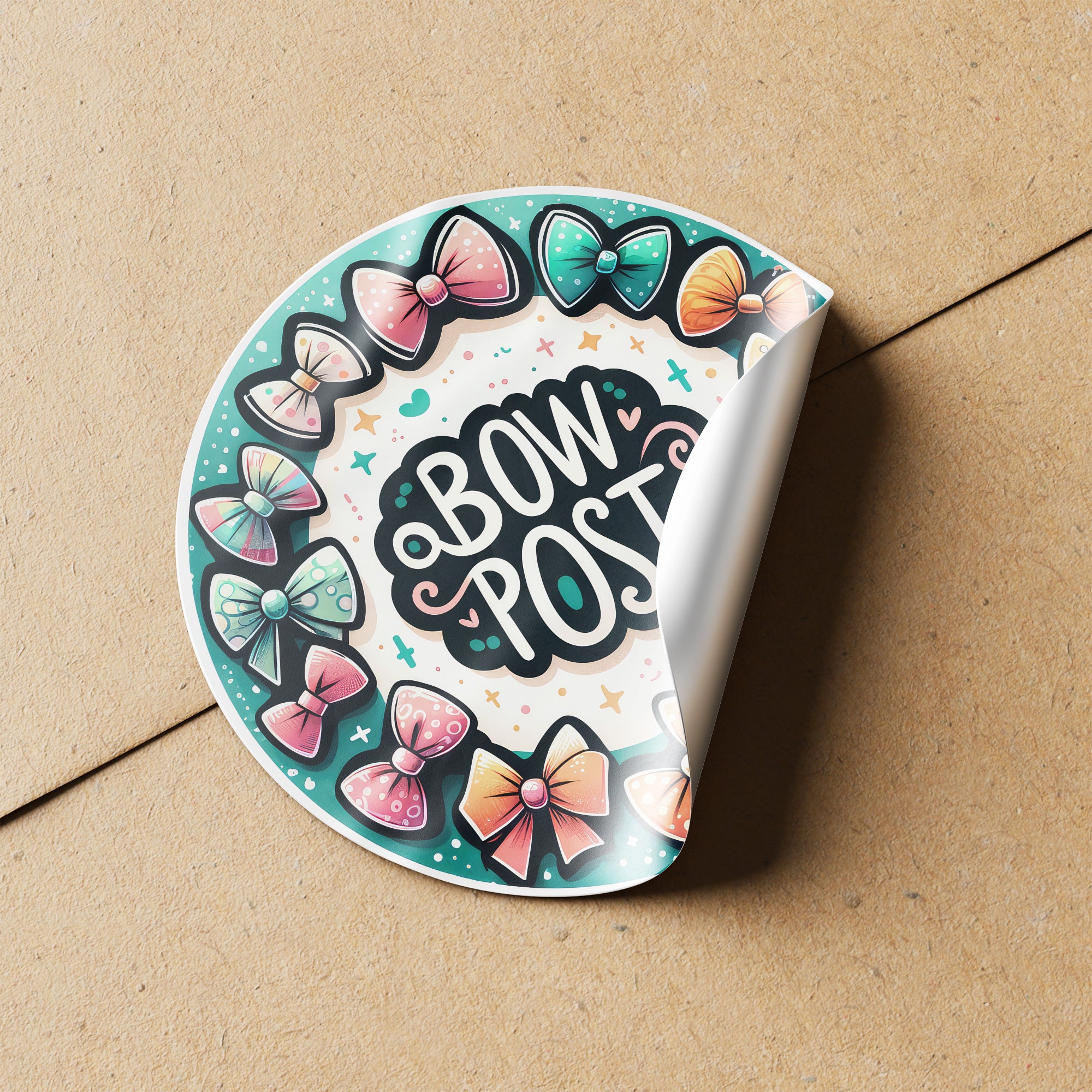 Bow Post 2 Circle Stickers