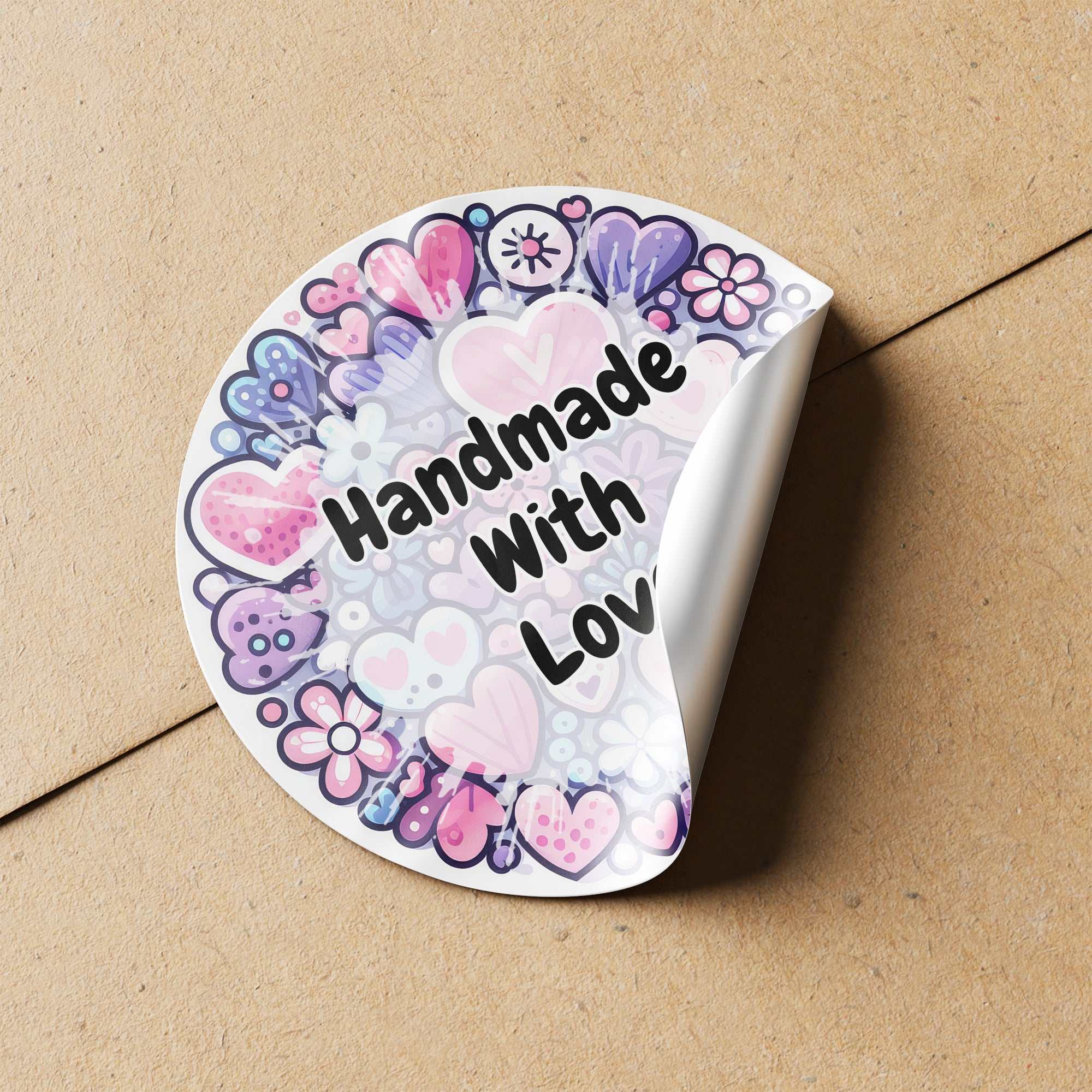 Handmade With Love Circle Stickers