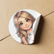 Load image into Gallery viewer, Blonde Woman Wax Melt 1 Circle Stickers