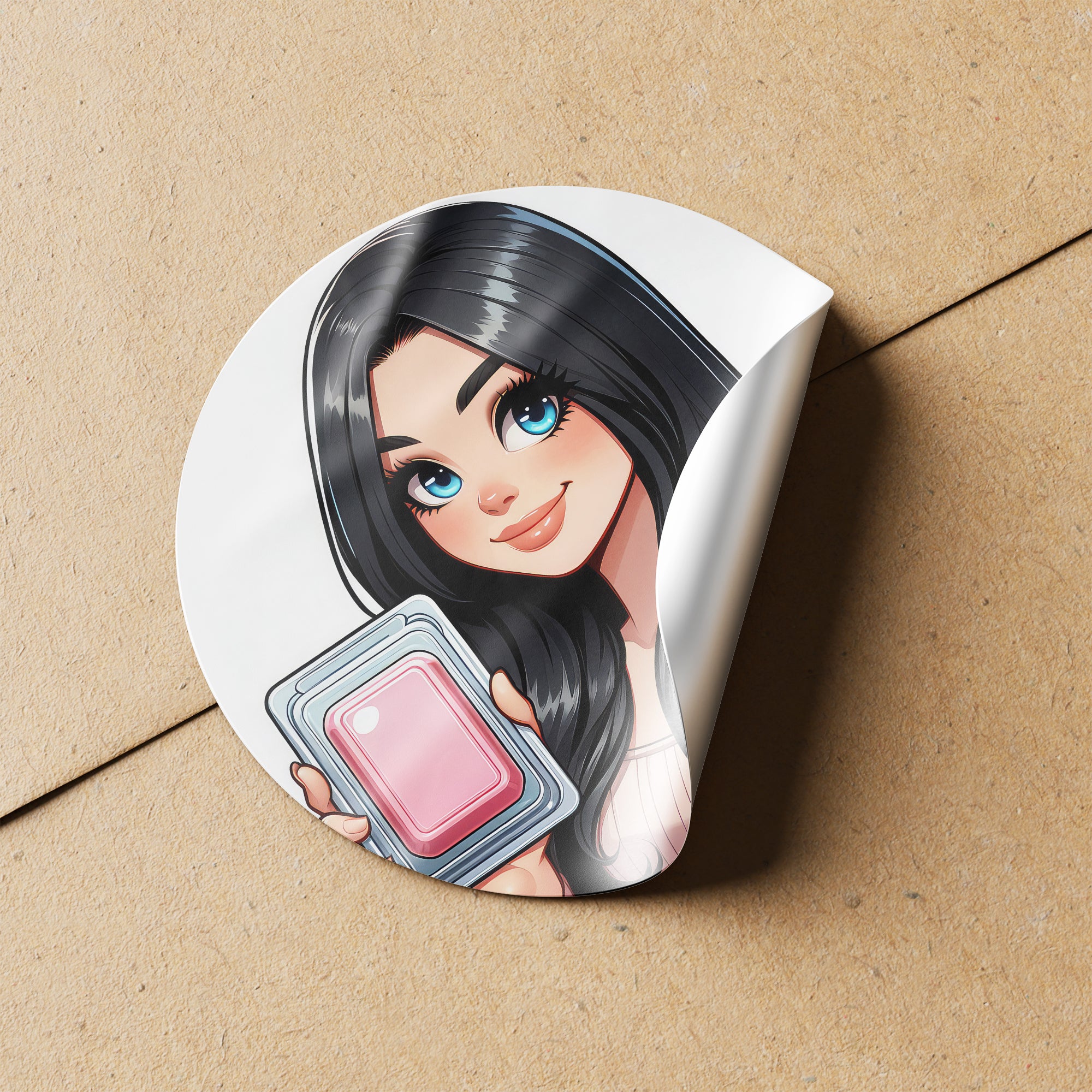 Black Hair Woman Wax Melt Avatar 6 Circle Stickers