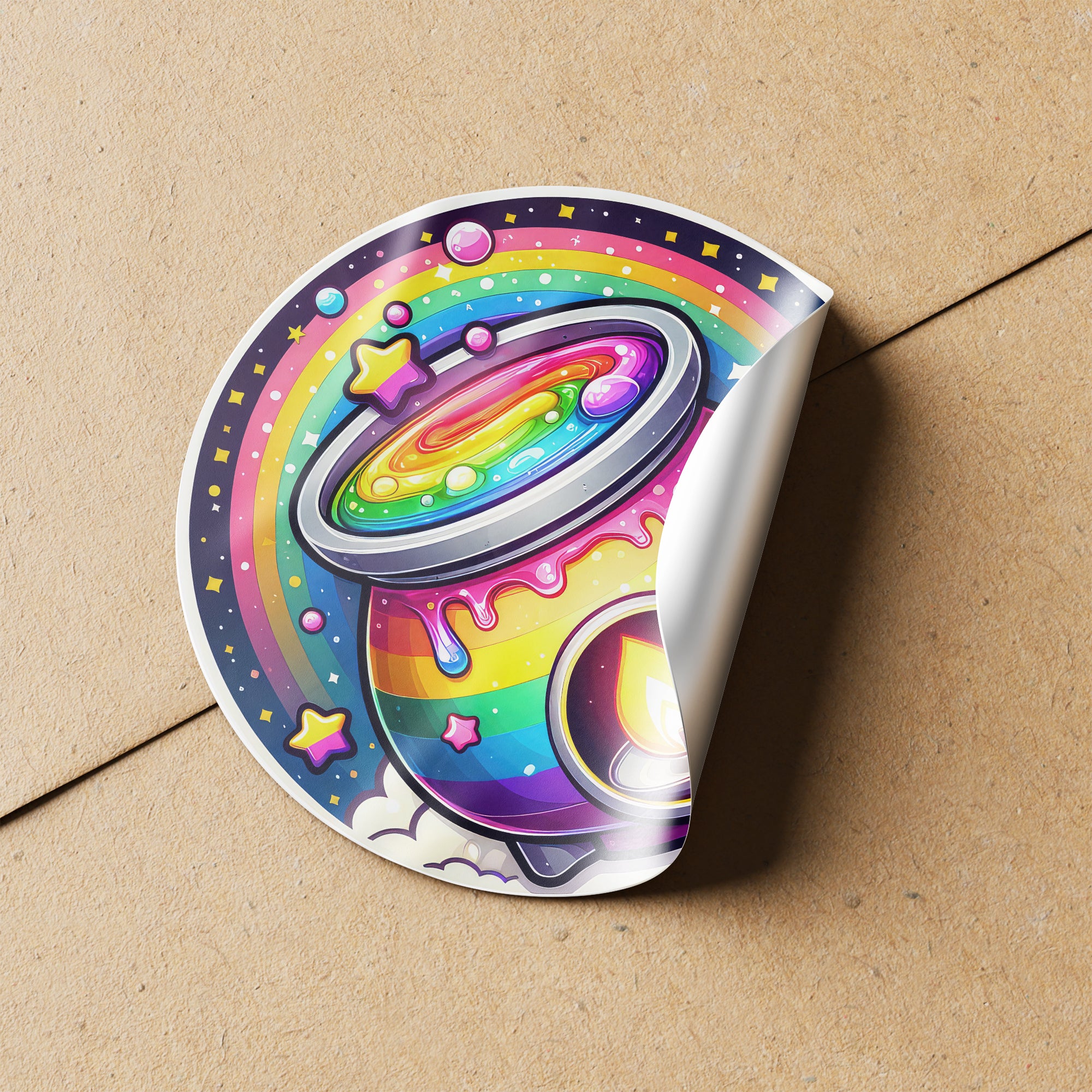 Rainbow Wax Melt Burner 2 Circle Stickers