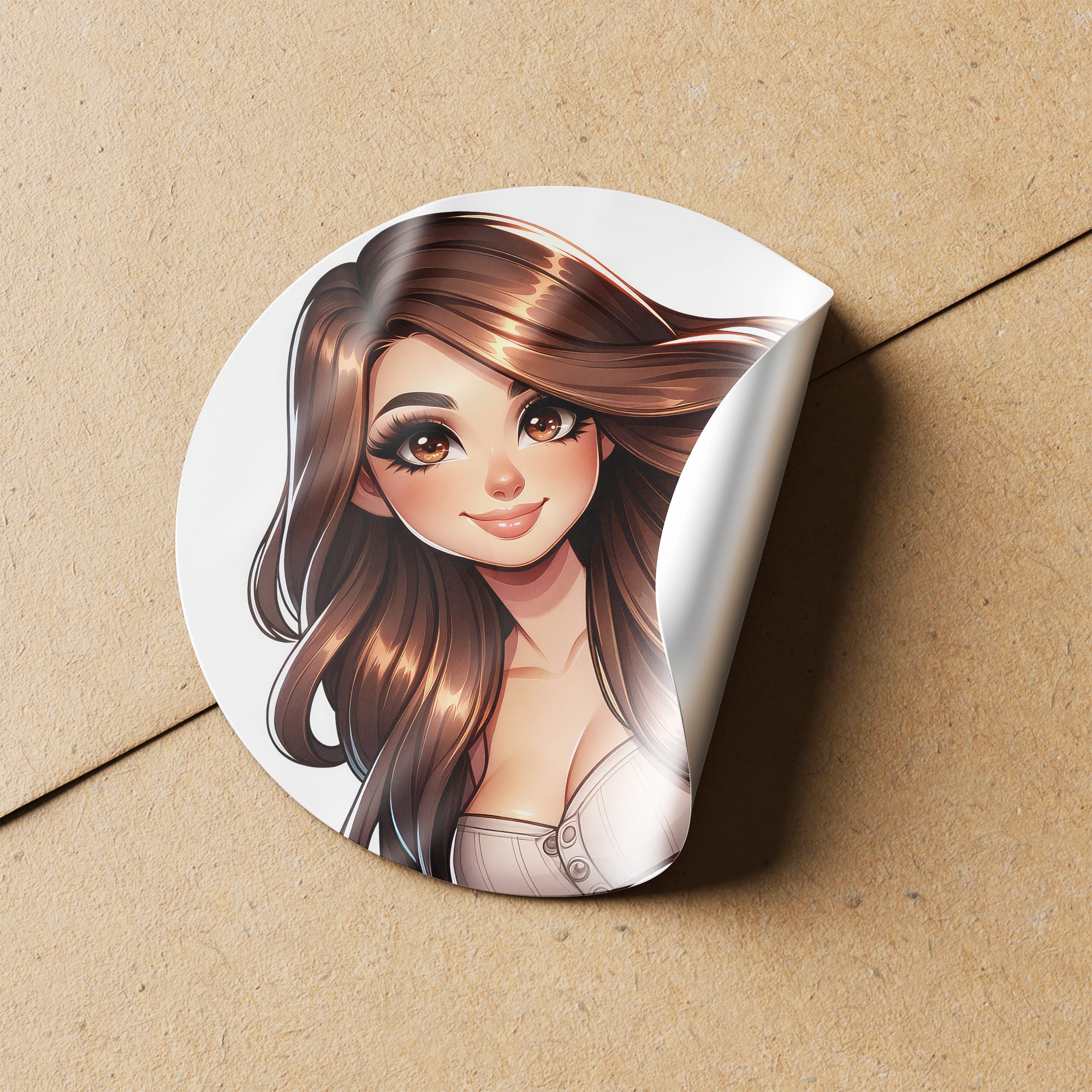 Brown Hair Woman Wax Melt Avatar 3 Circle Stickers