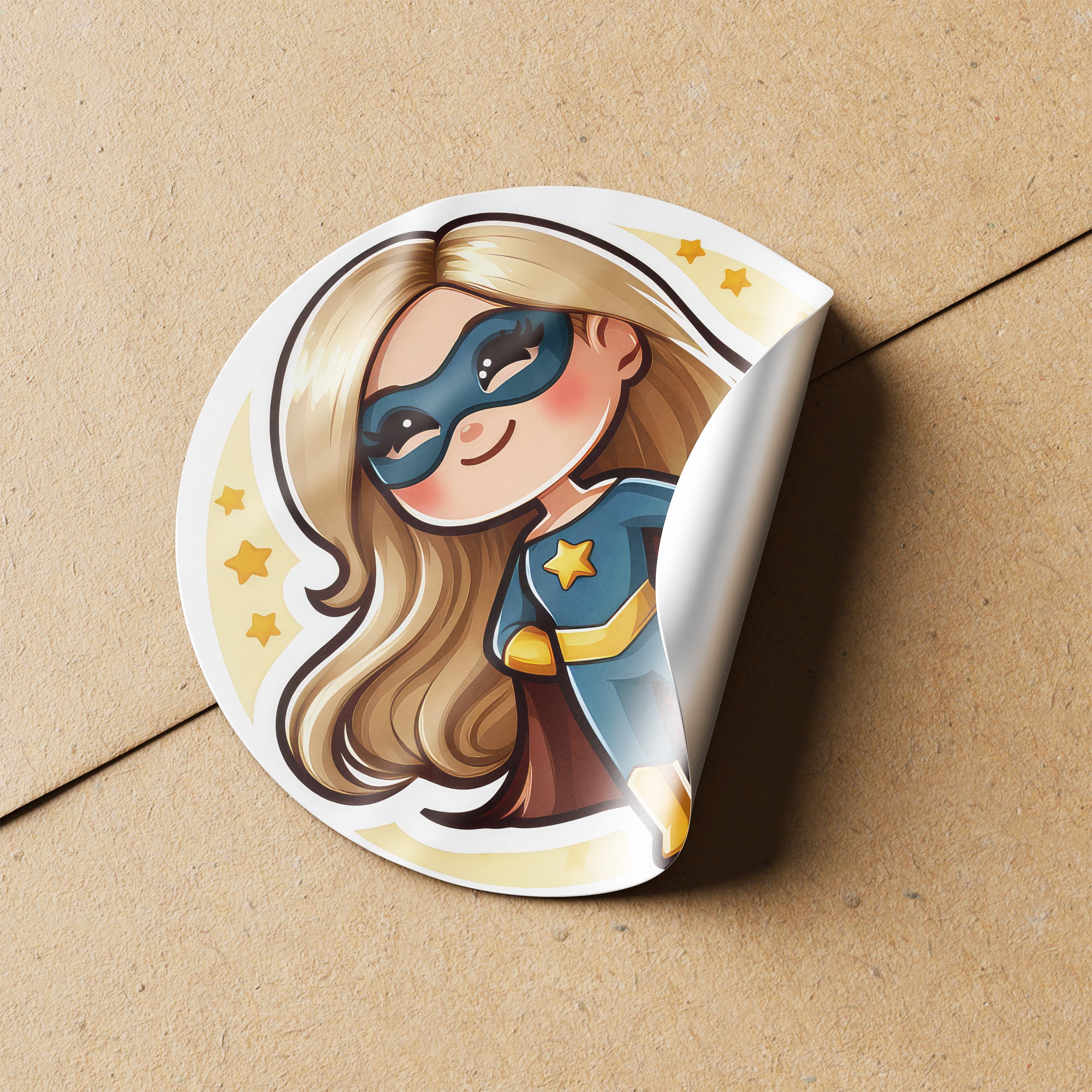 Girl Superhero 1 Circle Stickers