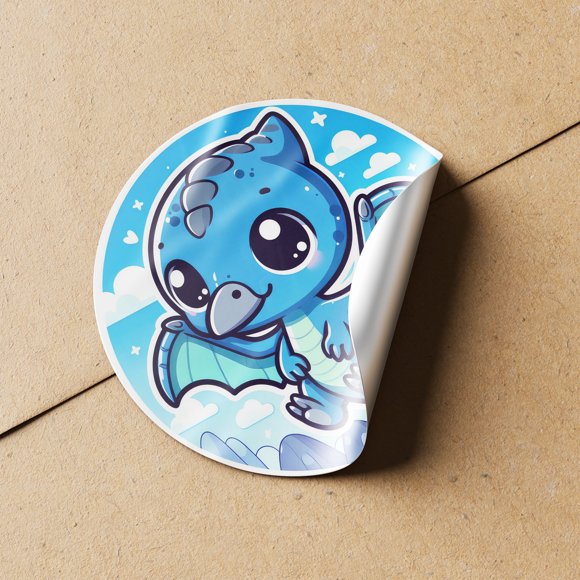 Blue Dinosaur 2 Circle Stickers