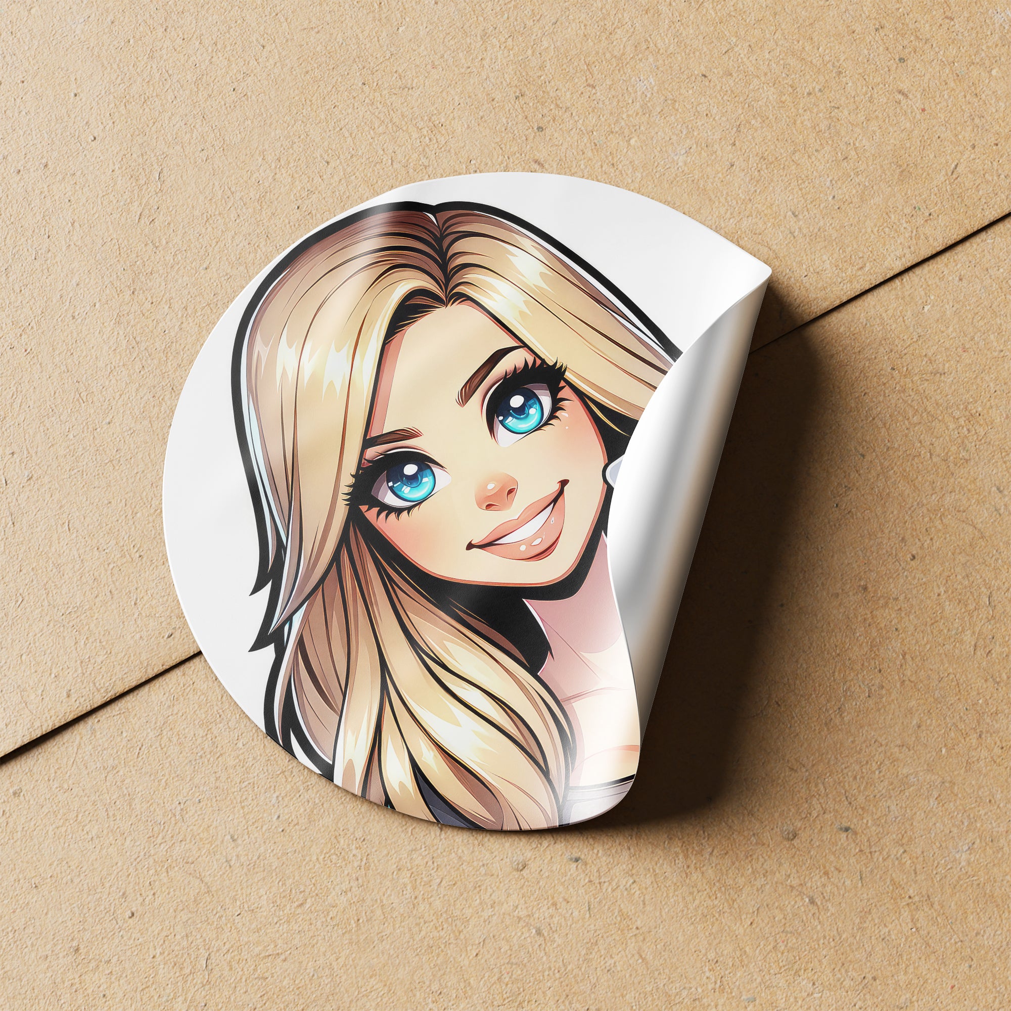 Blonde Hair Woman Wax Melt Avatar 5 Circle Stickers