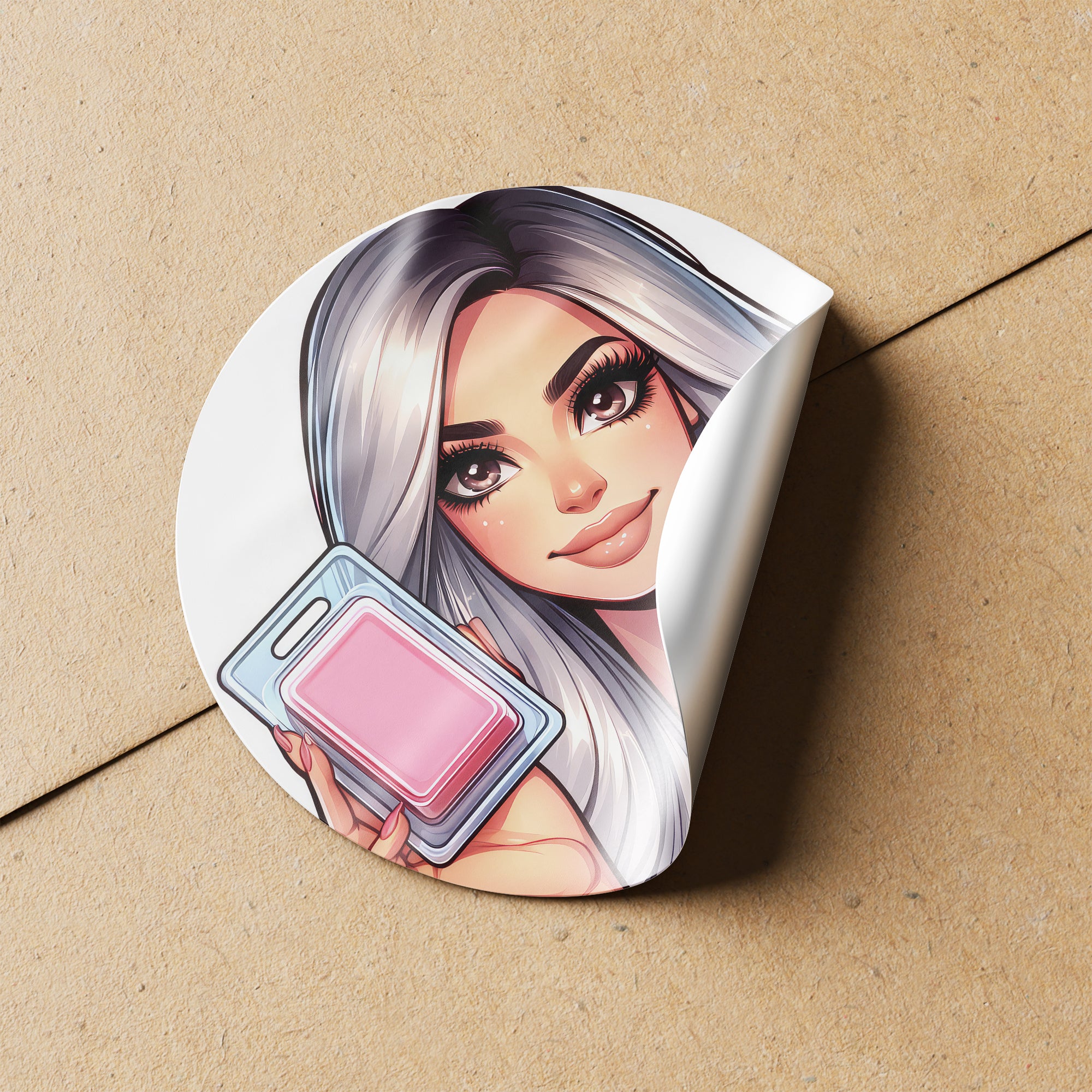 Silver Hair Woman Wax Melt Avatar 1 Circle Stickers