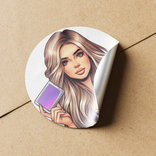 Load image into Gallery viewer, Blonde Hair Woman Wax Melt Avatar 6 Circle Stickers
