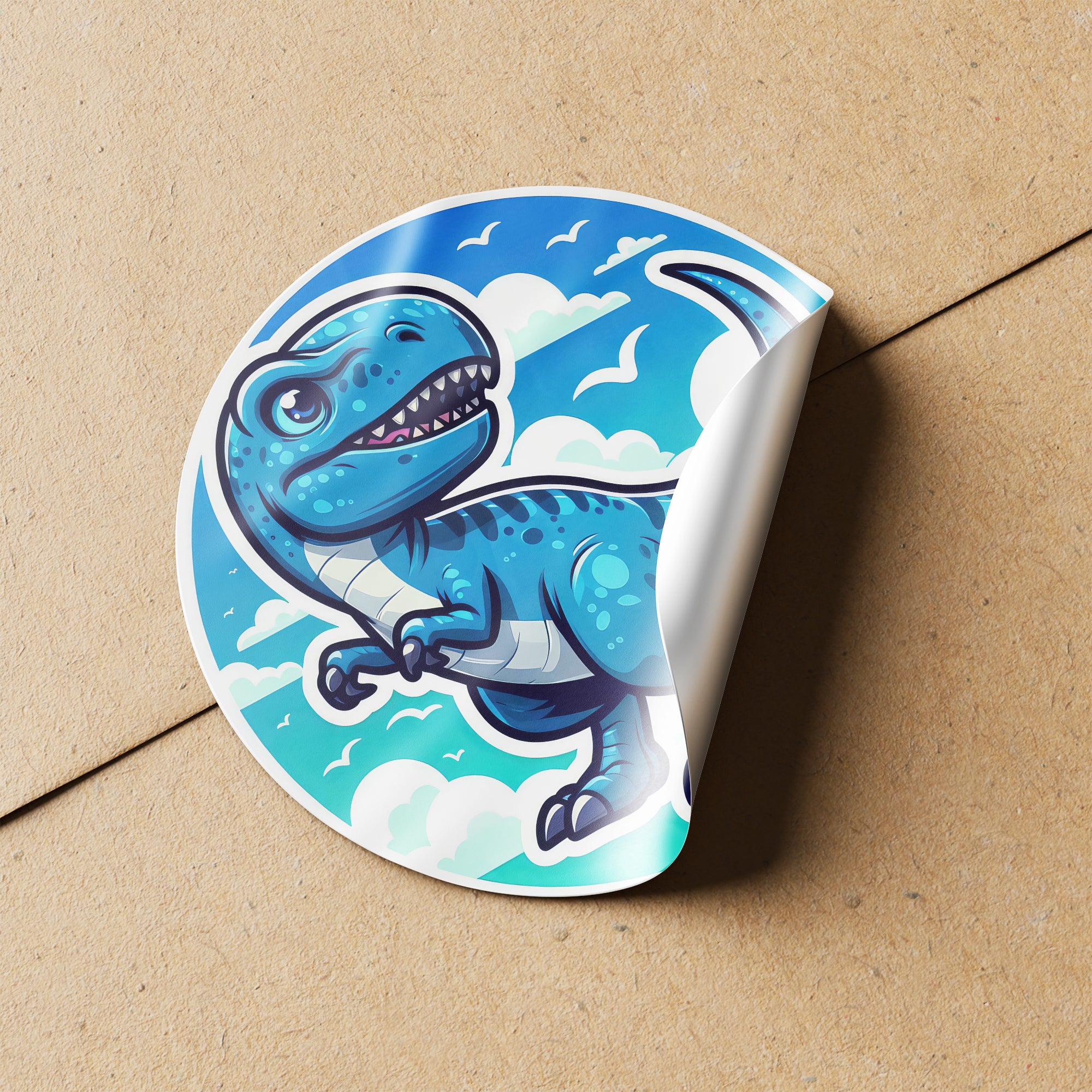 Blue Dinosaur 3 Circle Stickers