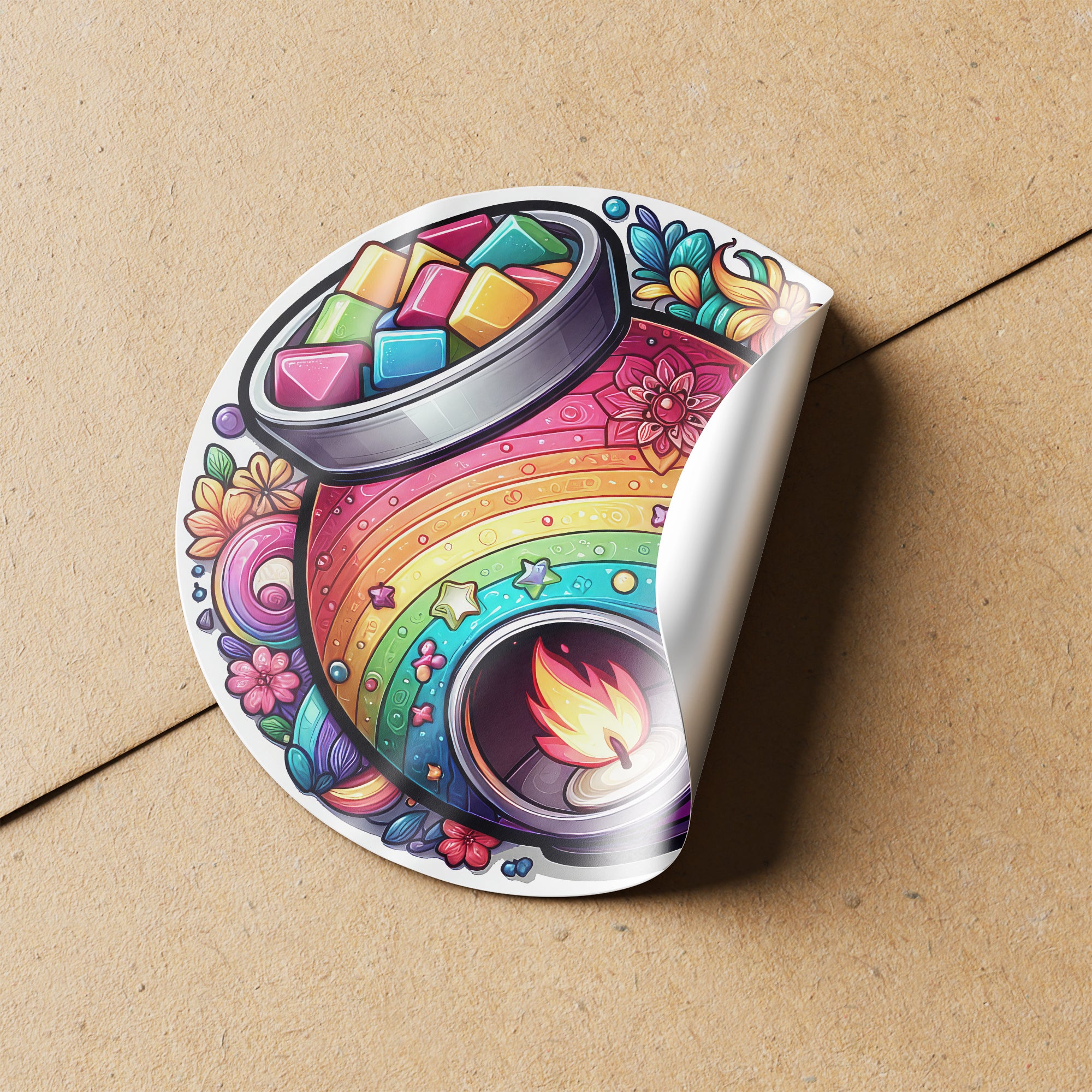 Rainbow Wax Melt Burner 1 Circle Stickers