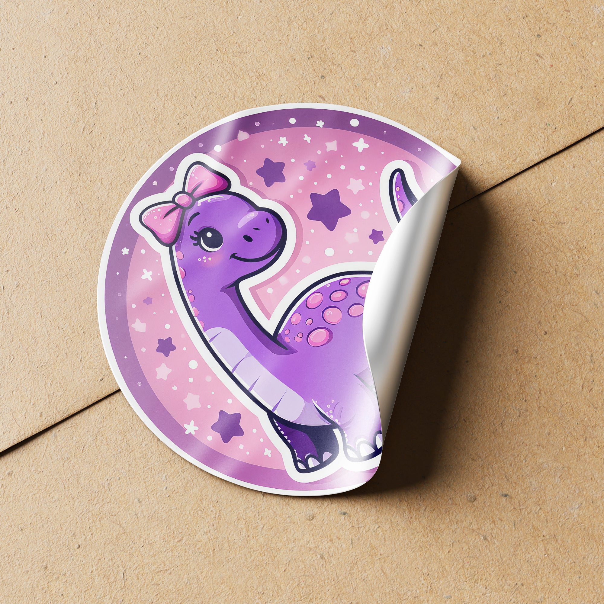 Purple Dinosaur 2 Circle Stickers