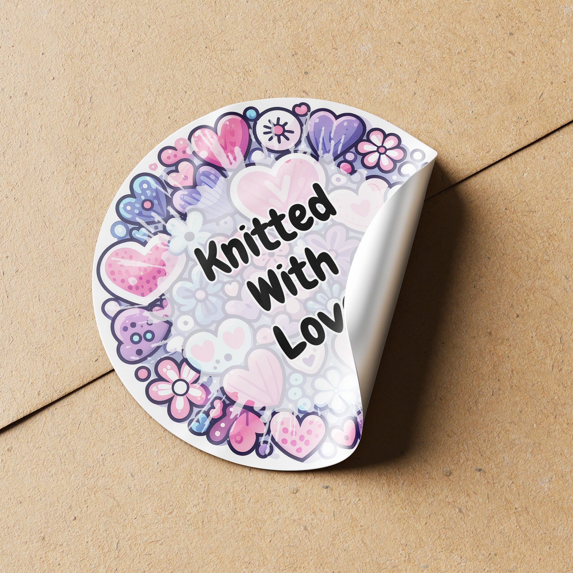 Knitted With Love Circle Stickers