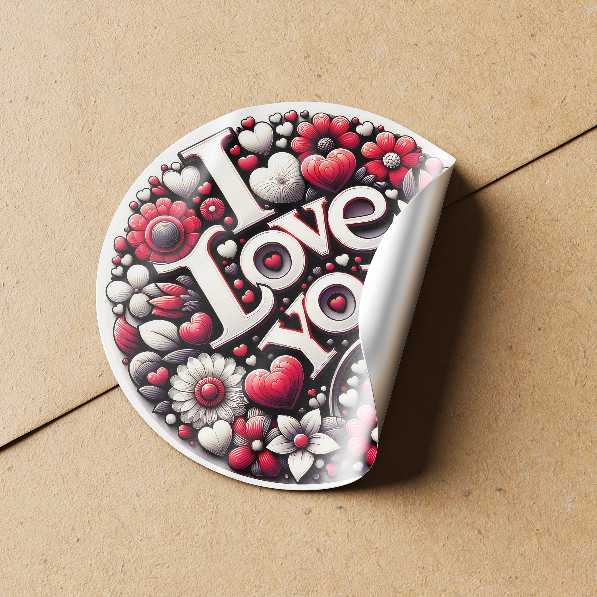 I Love You 2 Circle Stickers