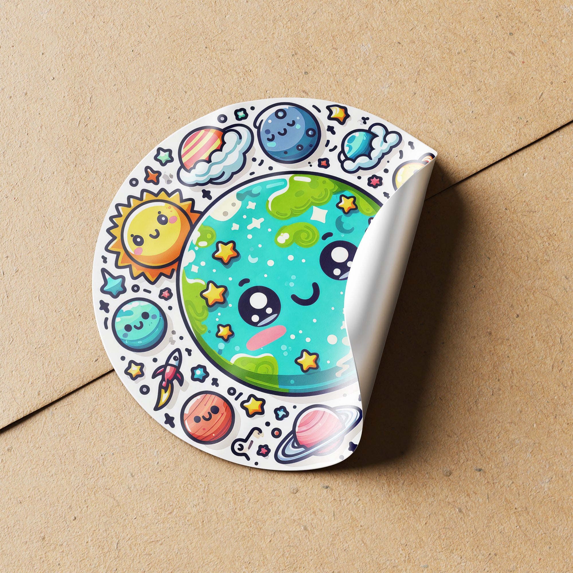 Planets 2 Circle Stickers