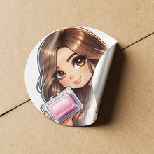 Load image into Gallery viewer, Brown Hair Woman Wax Melt Avatar 2 Circle Stickers