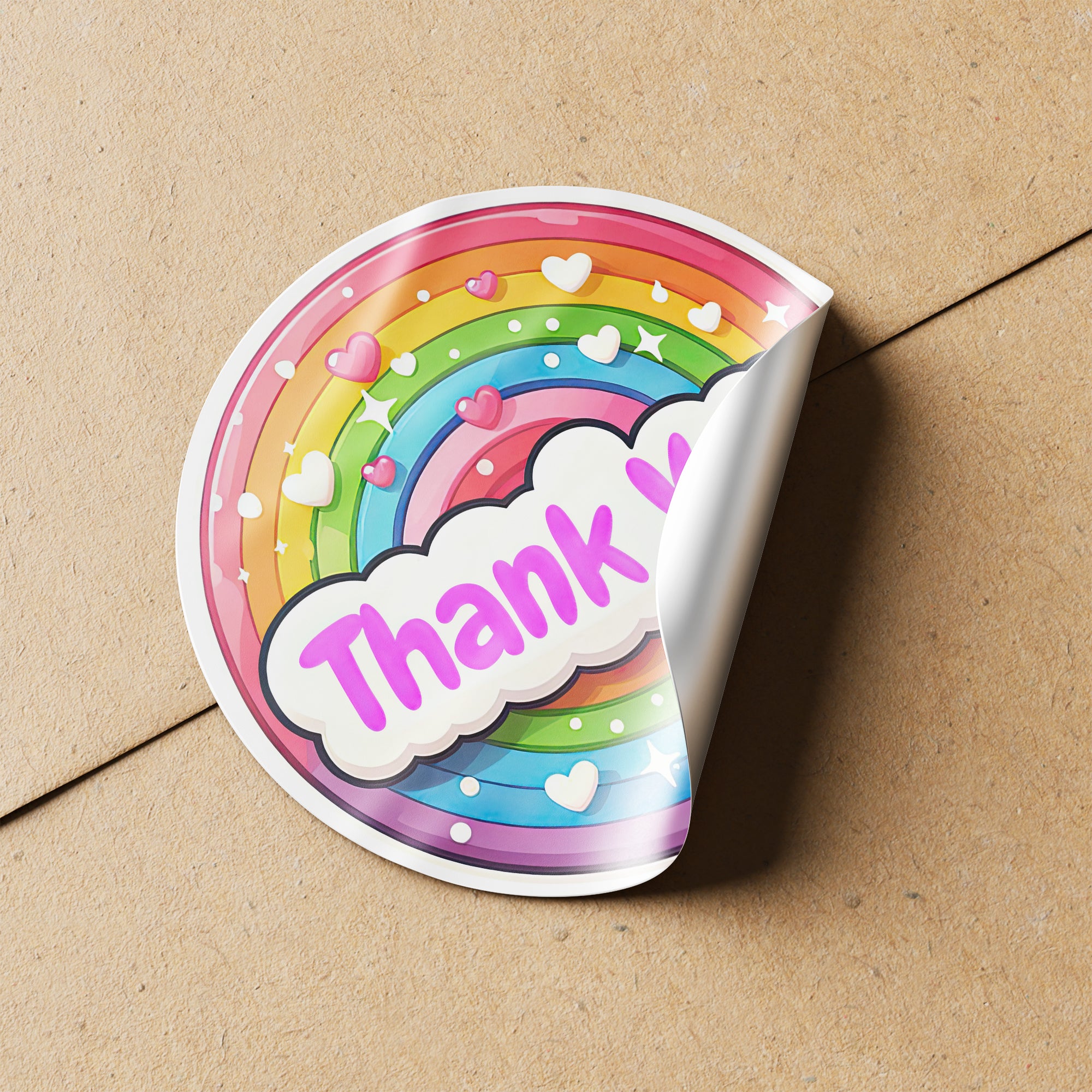 Rainbow Thank You 1 Circle Stickers