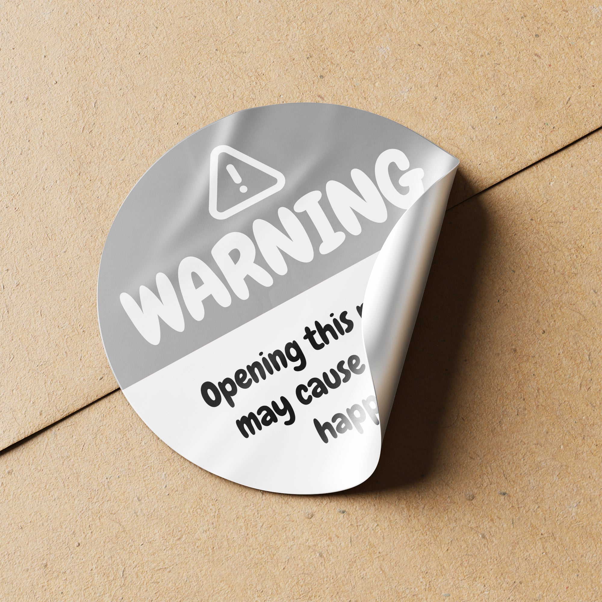 Silver Warning Happiness Circle Stickers