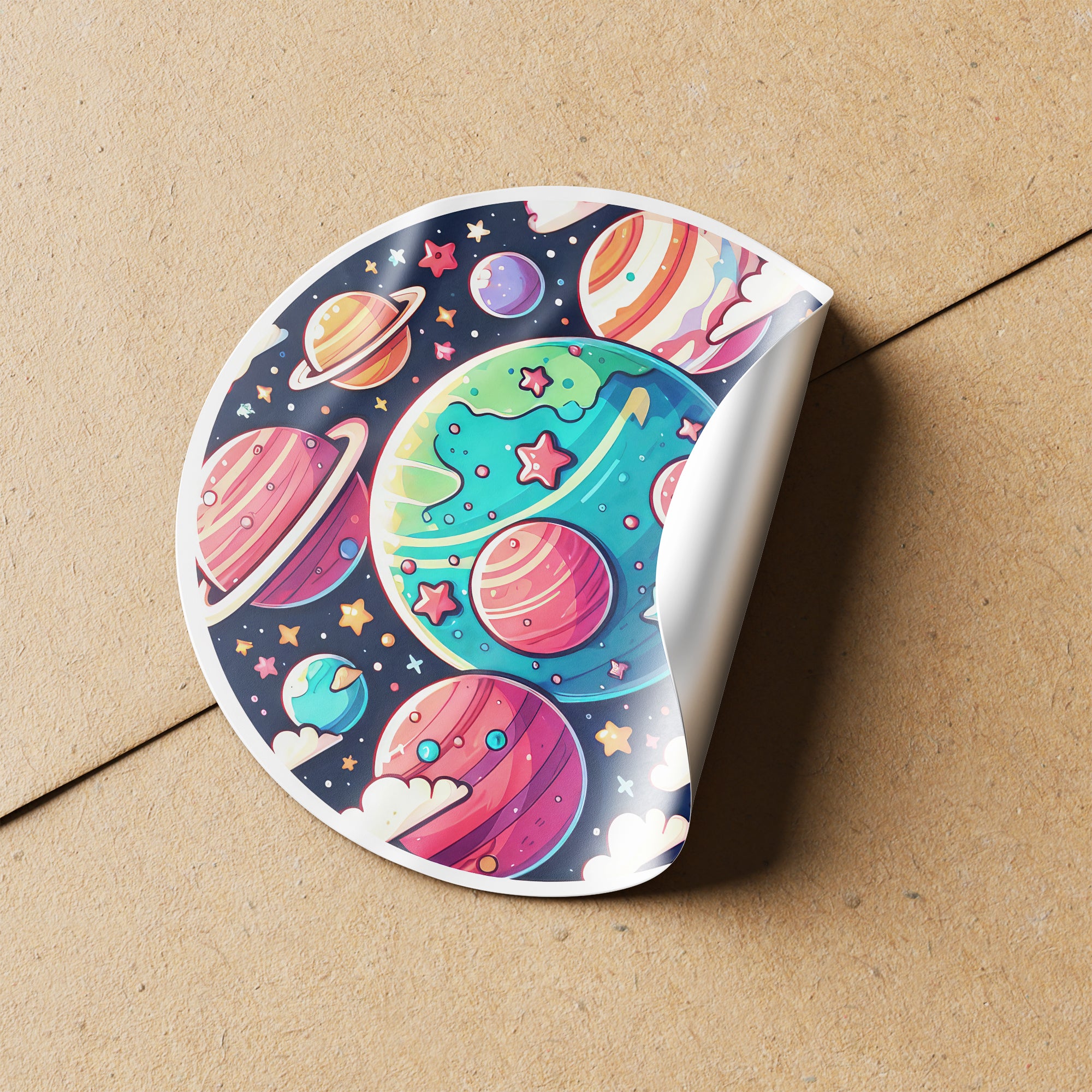 Planets 3 Circle Stickers