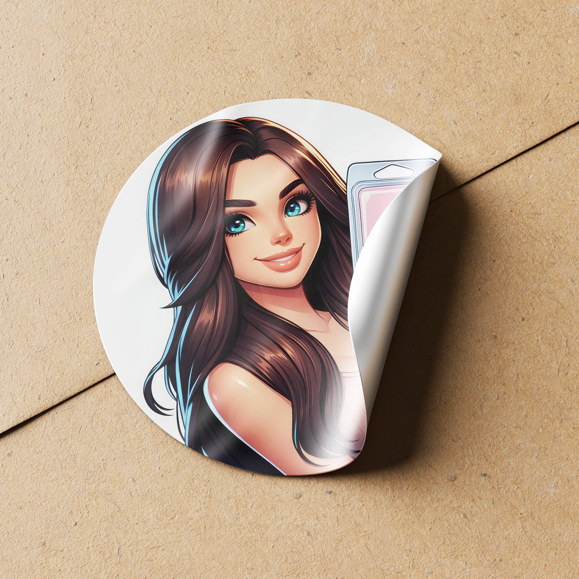 Brown Hair Woman Wax Melt Avatar 1 Circle Stickers