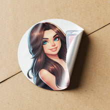 Load image into Gallery viewer, Brown Hair Woman Wax Melt Avatar 1 Circle Stickers
