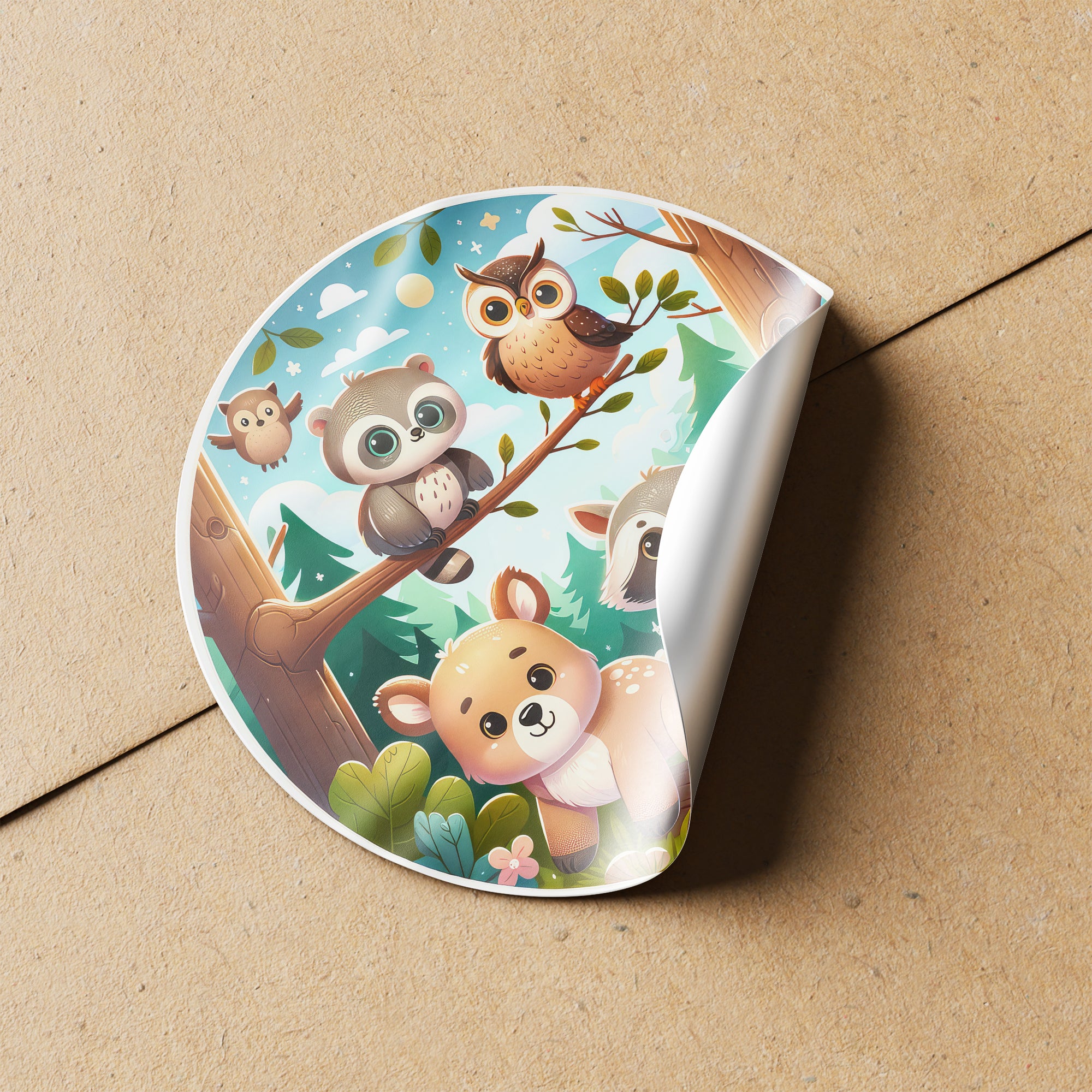 Forest Animals 1 Circle Stickers