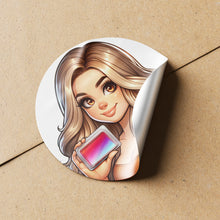 Load image into Gallery viewer, Mousy Hair Woman Wax Melt Avatar 2 Circle Stickers