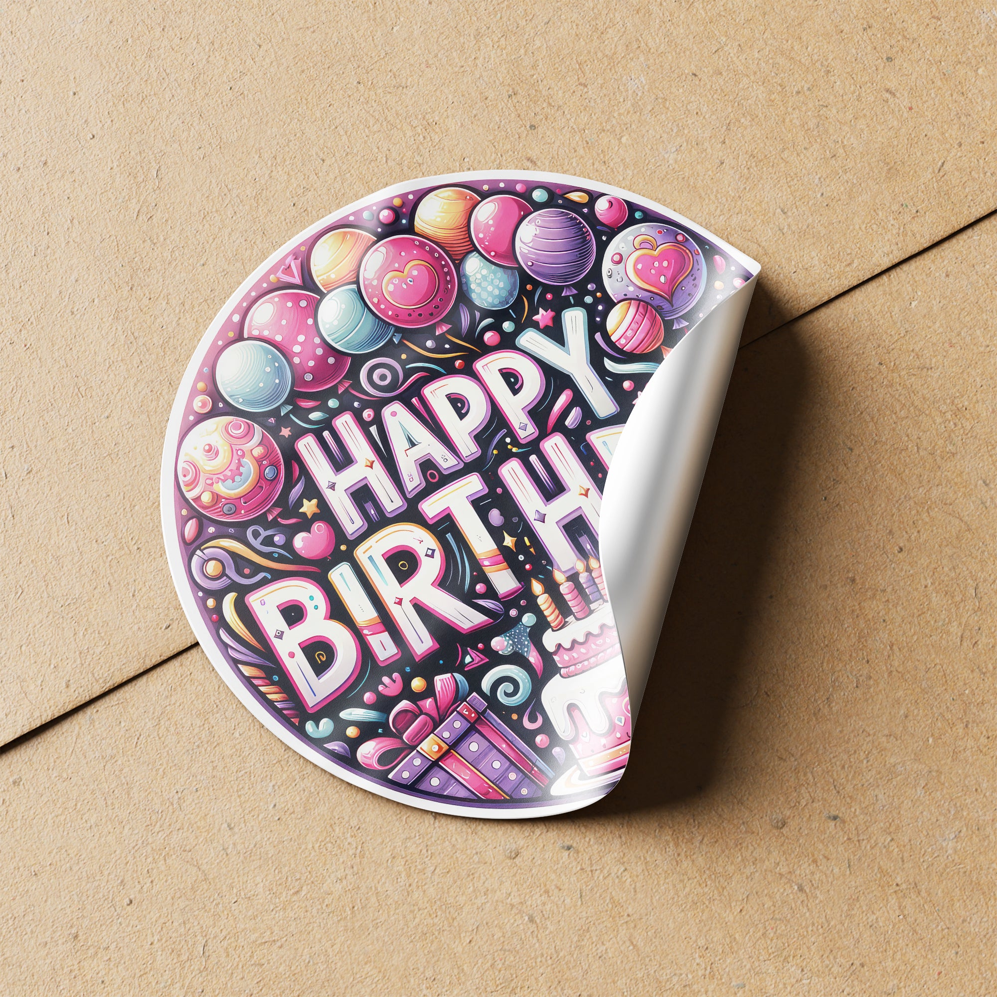 Happy Birthday 2 Circle Stickers