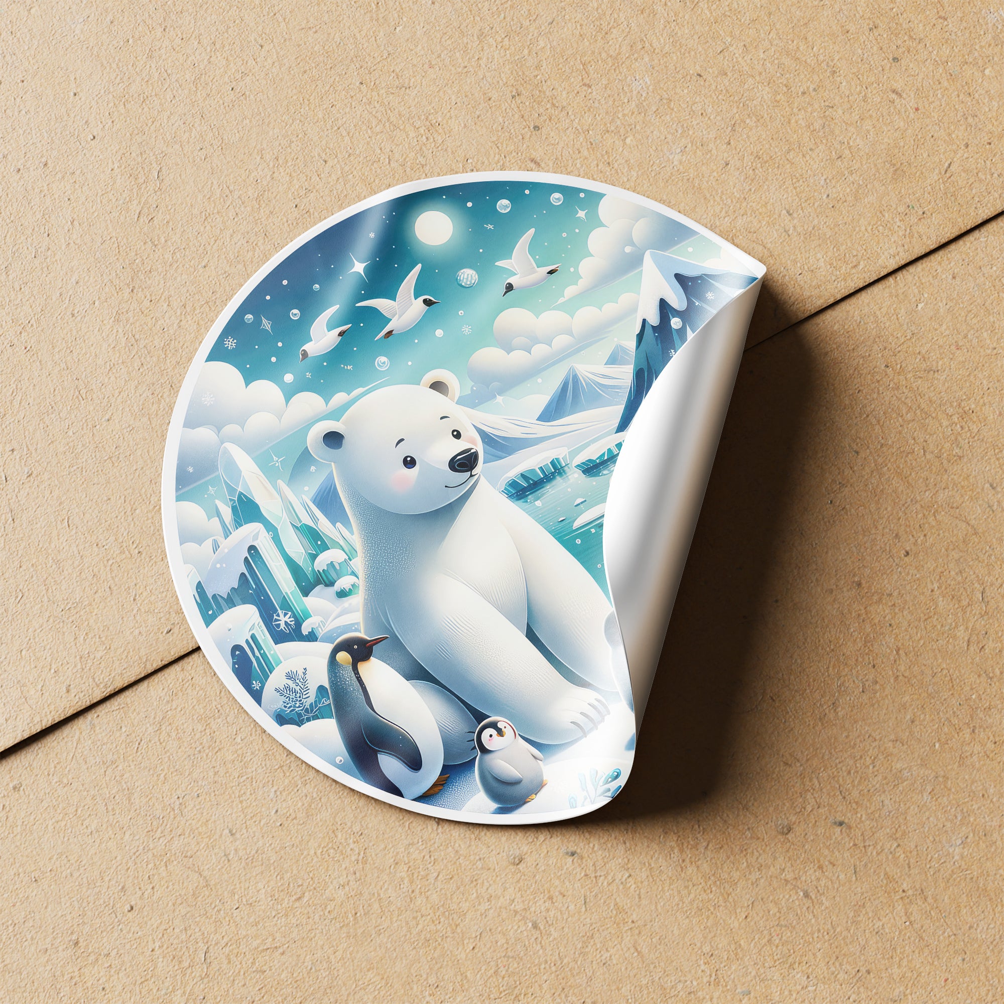 Winter Animals 1 Circle Stickers