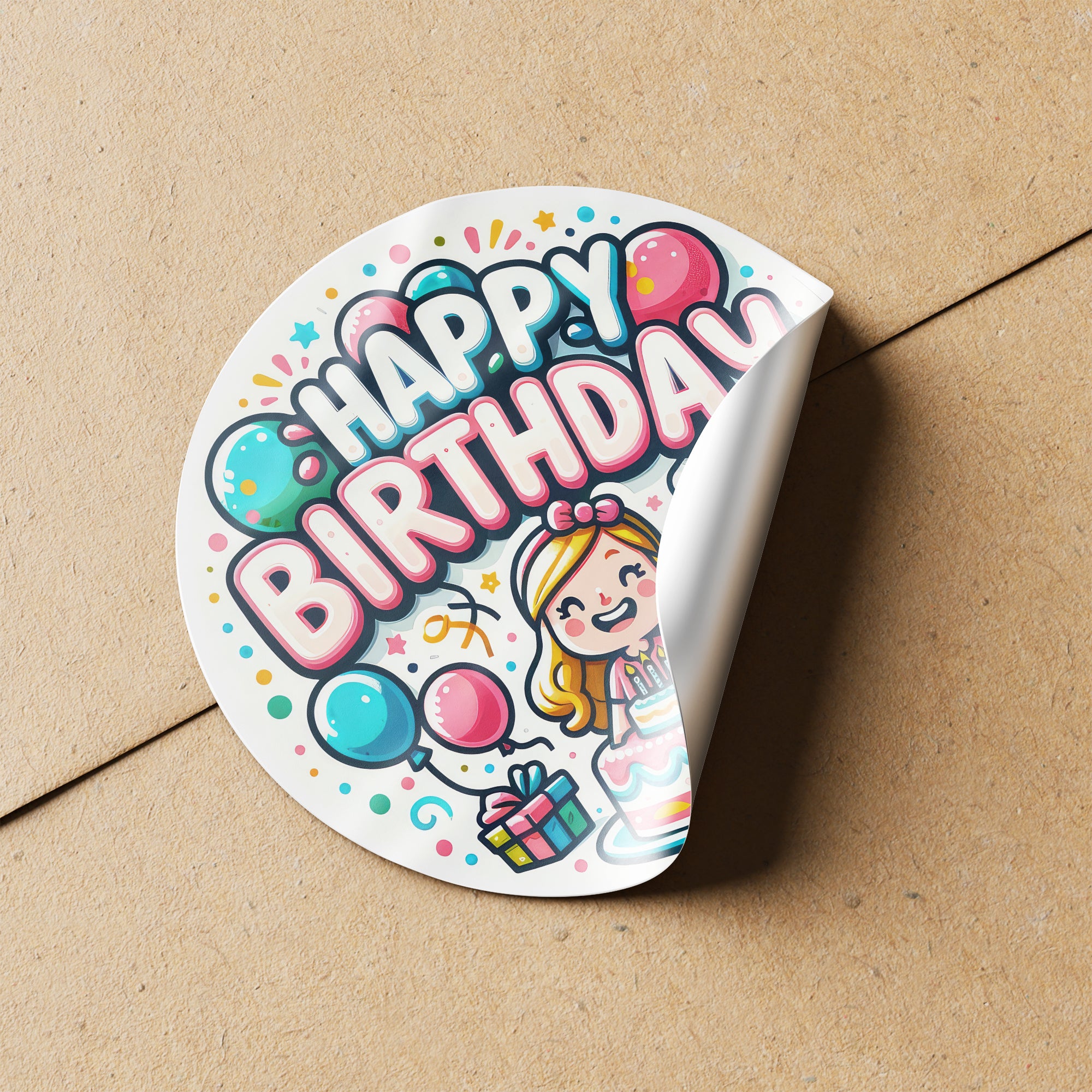 Happy Birthday 1 Circle Stickers