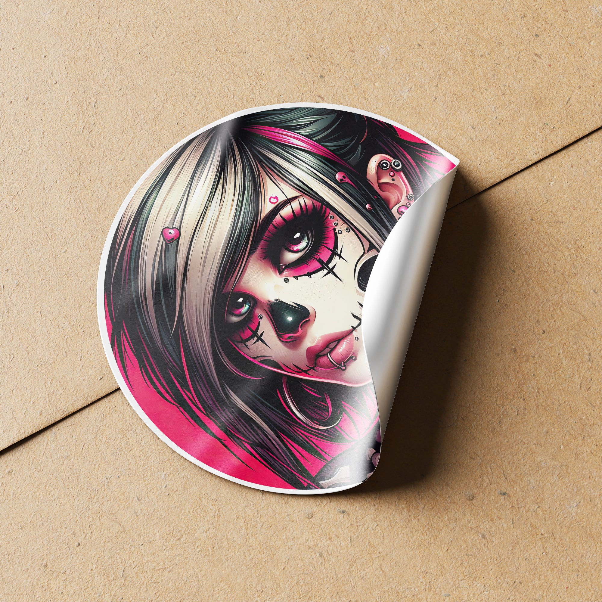 Emo Girl 1 Circle Stickers