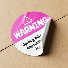 Load image into Gallery viewer, Pink Warning Happiness Circle Stickers
