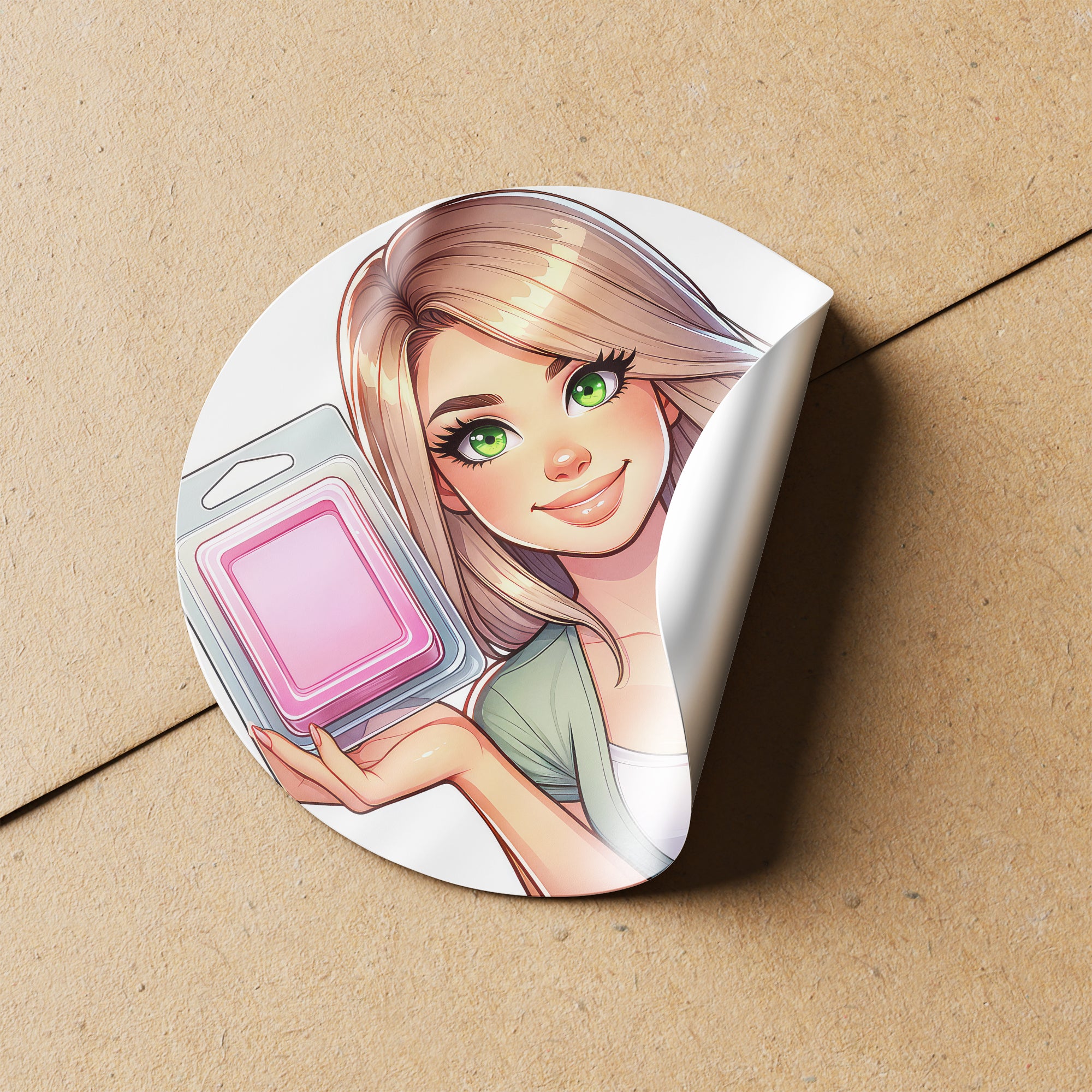 Blonde Hair Woman Wax Melt Avatar 4 Circle Stickers