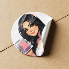 Load image into Gallery viewer, Black Hair Woman Wax Melt Avatar 1 Circle Stickers
