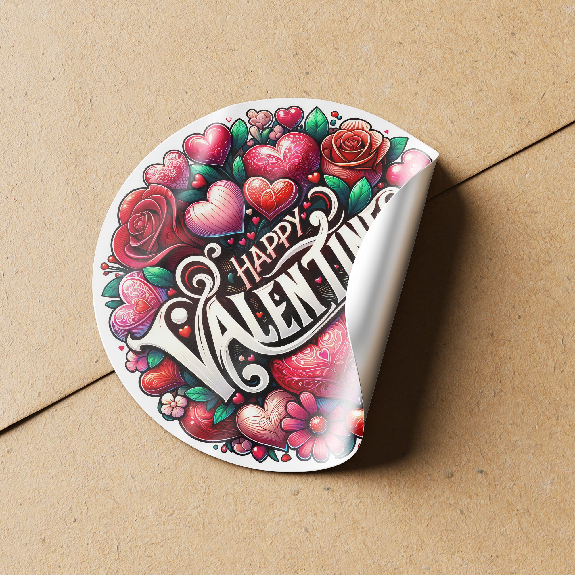 Happy Valentines 1 Circle Stickers