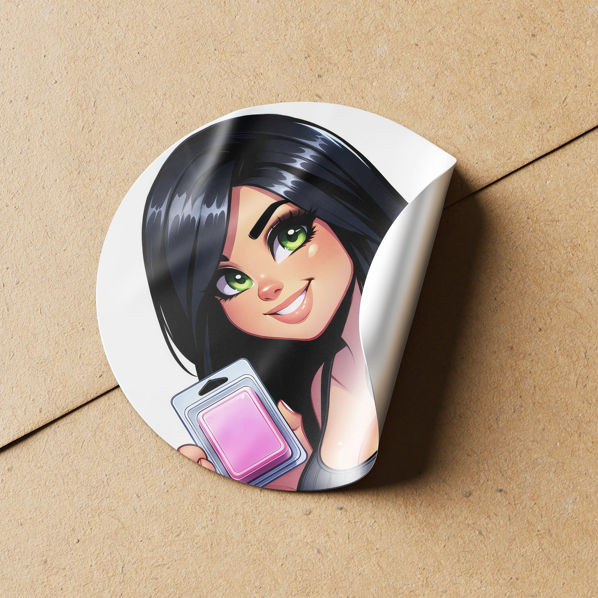 Black Hair Woman Wax Melt Avatar 3 Circle Stickers